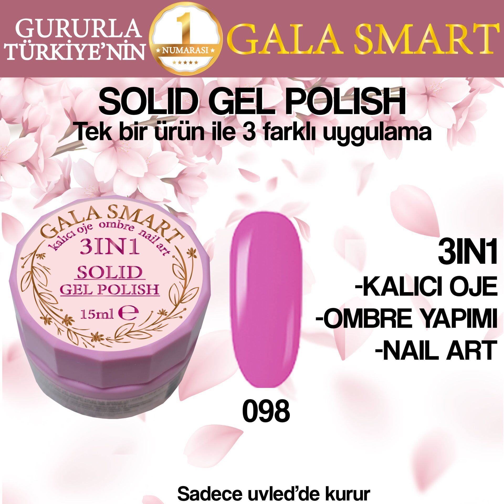 Gala solıd gel polısh 15 ml no 098