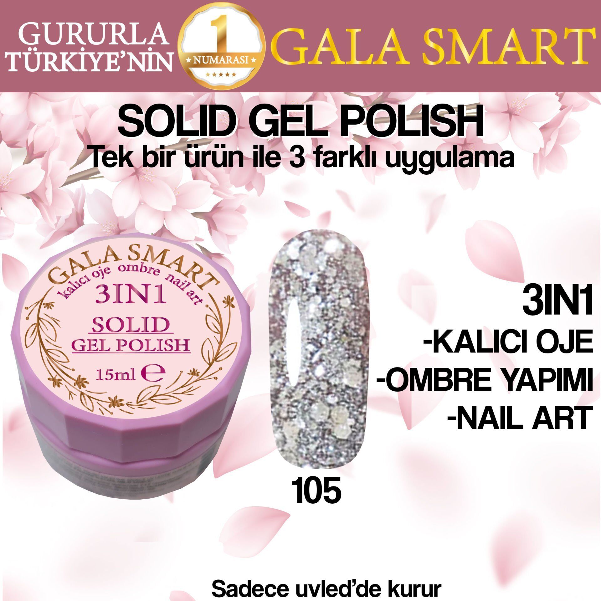 Gala solıd gel polısh oje 15 ml no 105