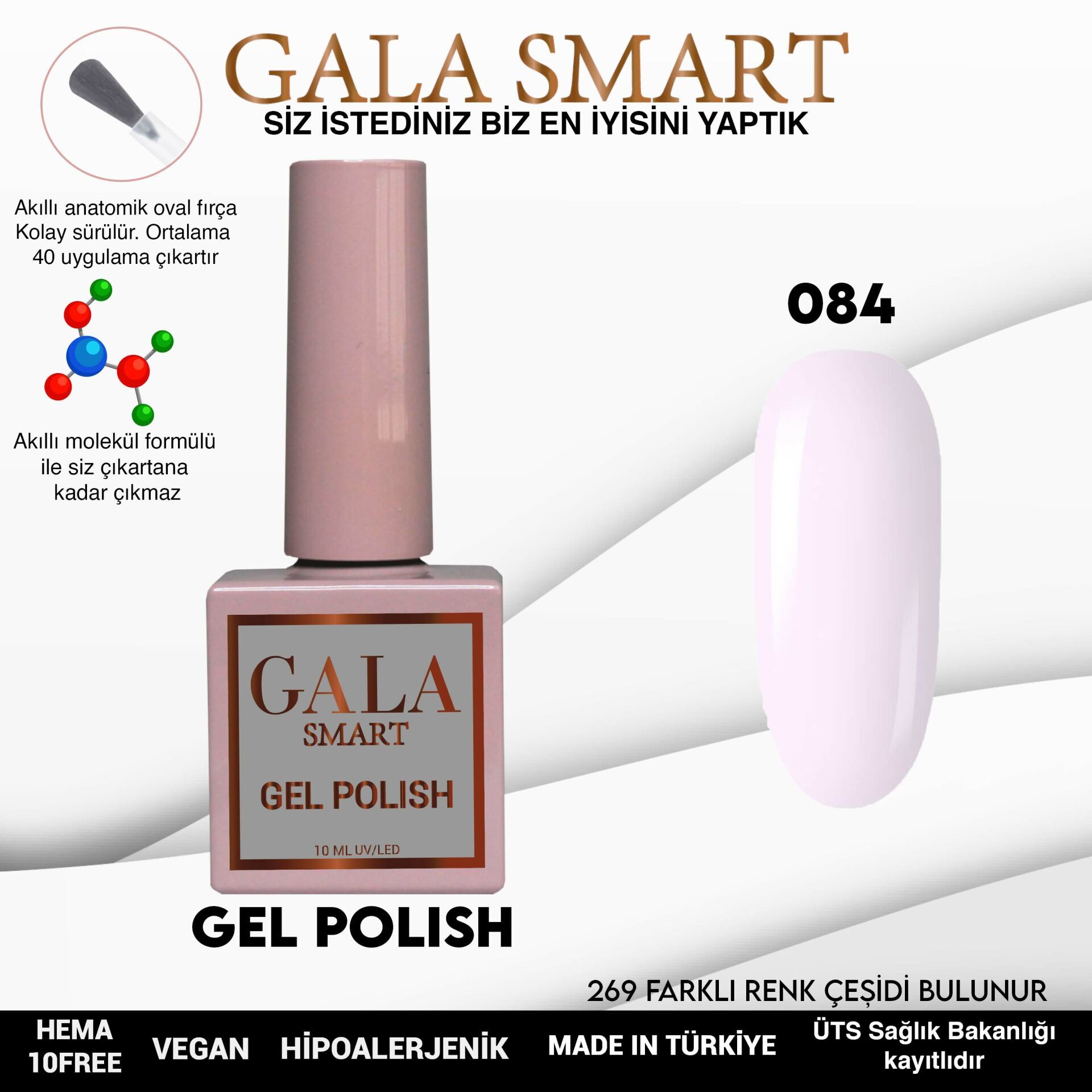 Gala smart classic kalıcı oje 10 mle no:084
