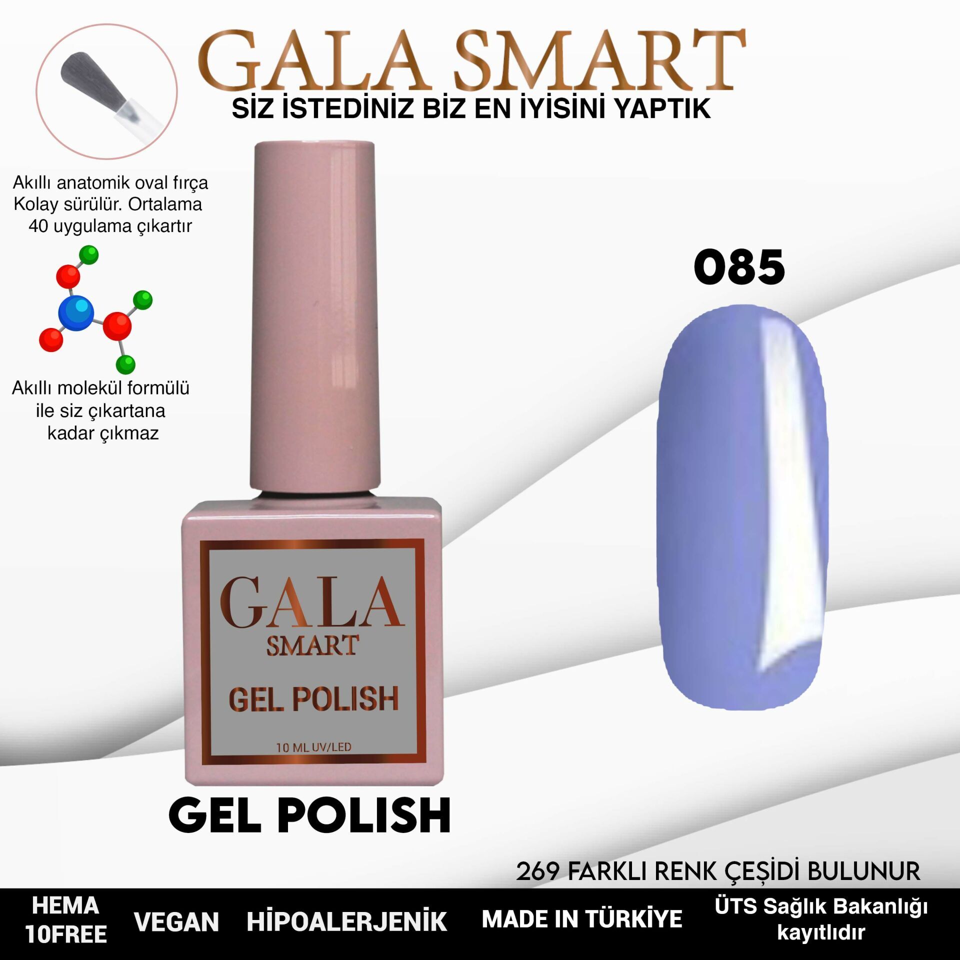 Gala smart classic kalıcı oje 10 mle no:085