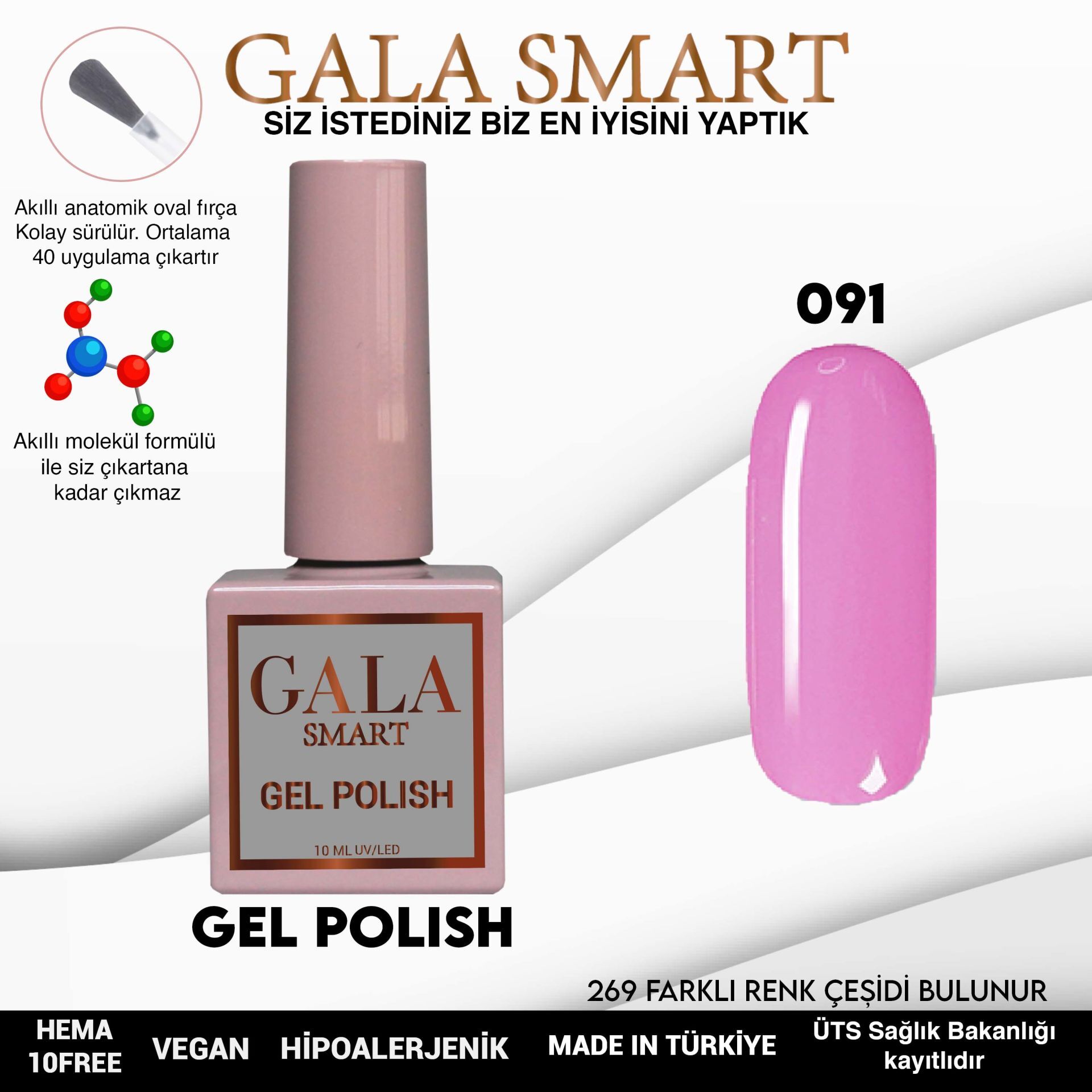 Gala smart classic kalıcı oje 10 mle no:091
