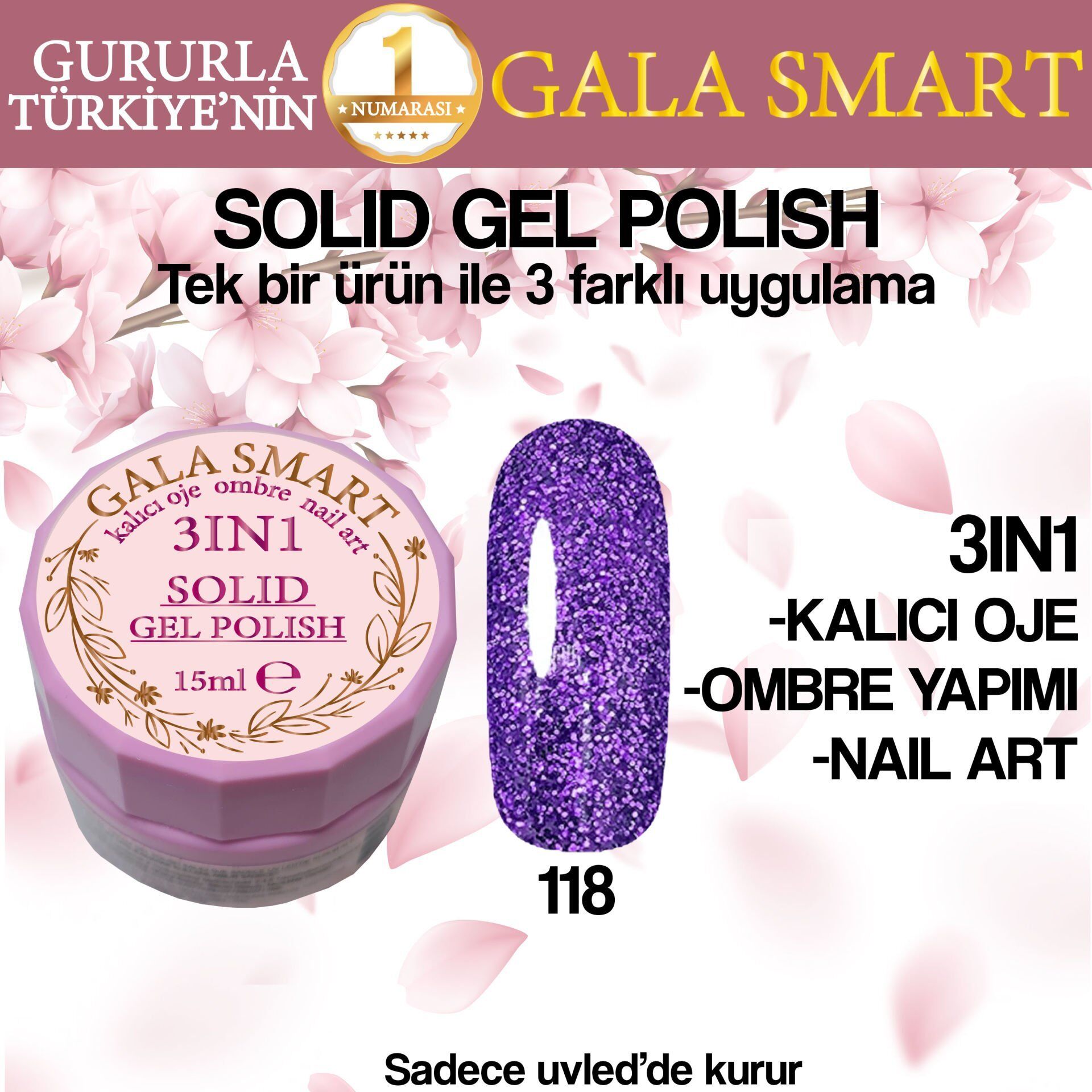 Gala solıd gel polısh 15 ml no 118