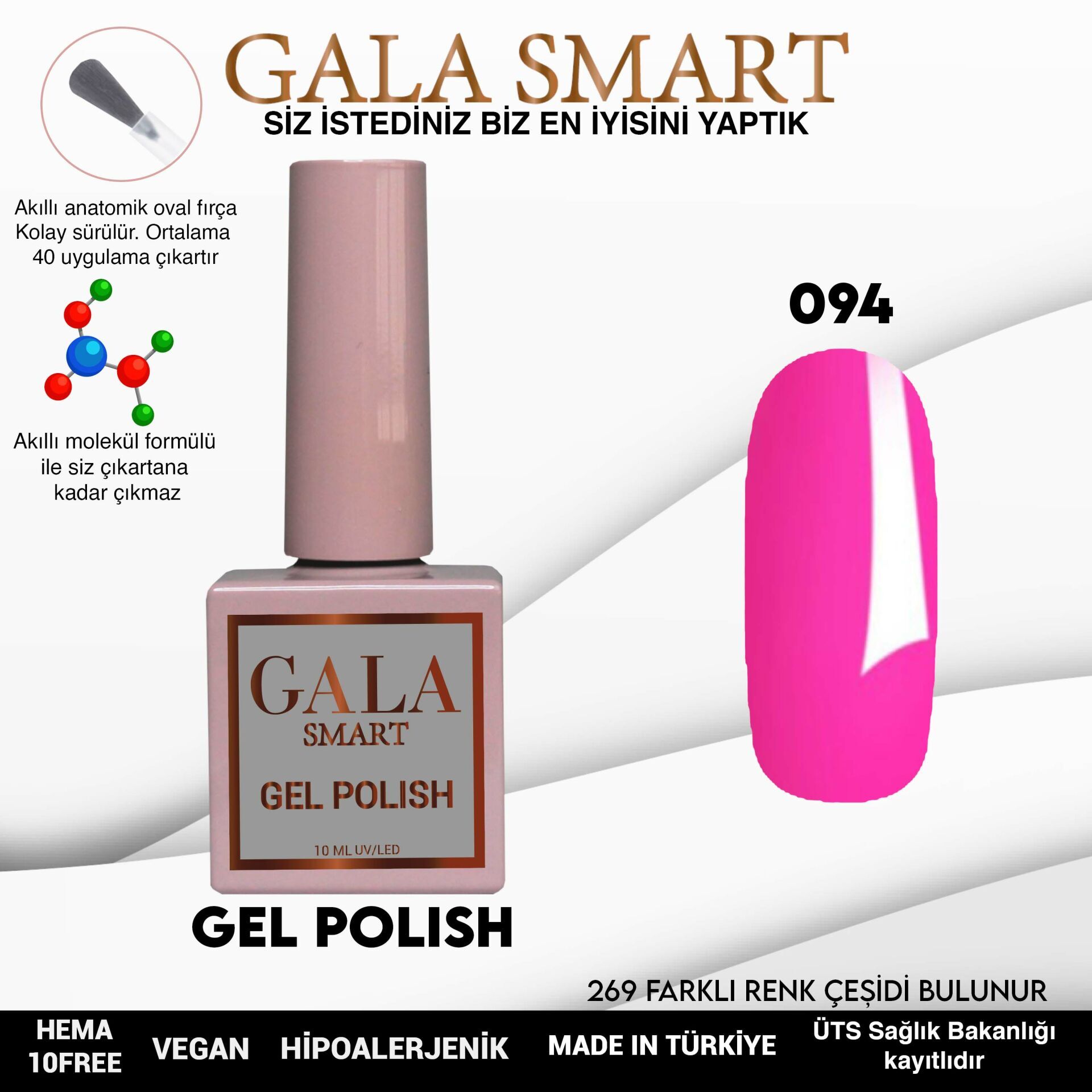 Gala smart classic kalıcı oje 10 mle no:094