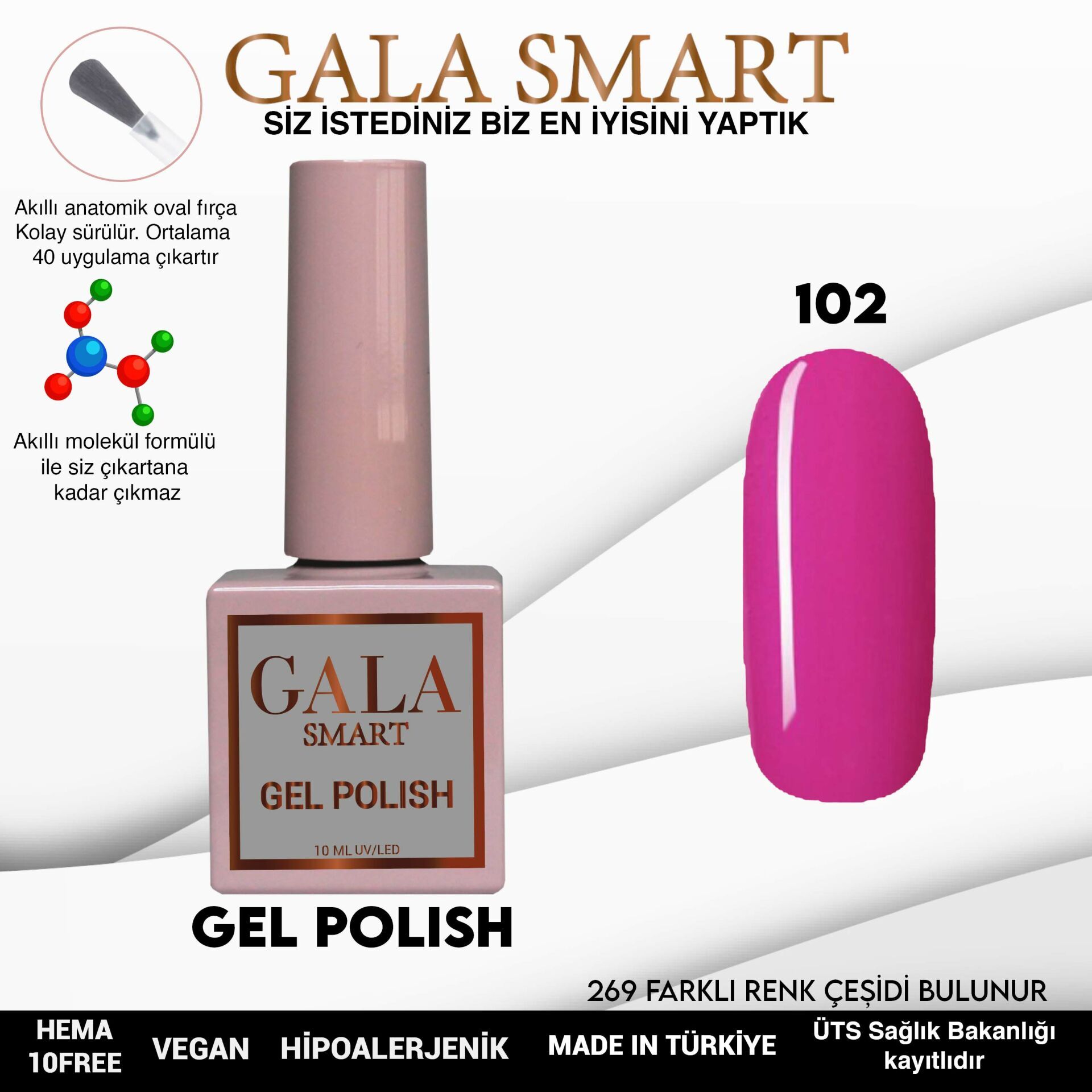 Gala smart classic kalıcı oje 10 mle no:102