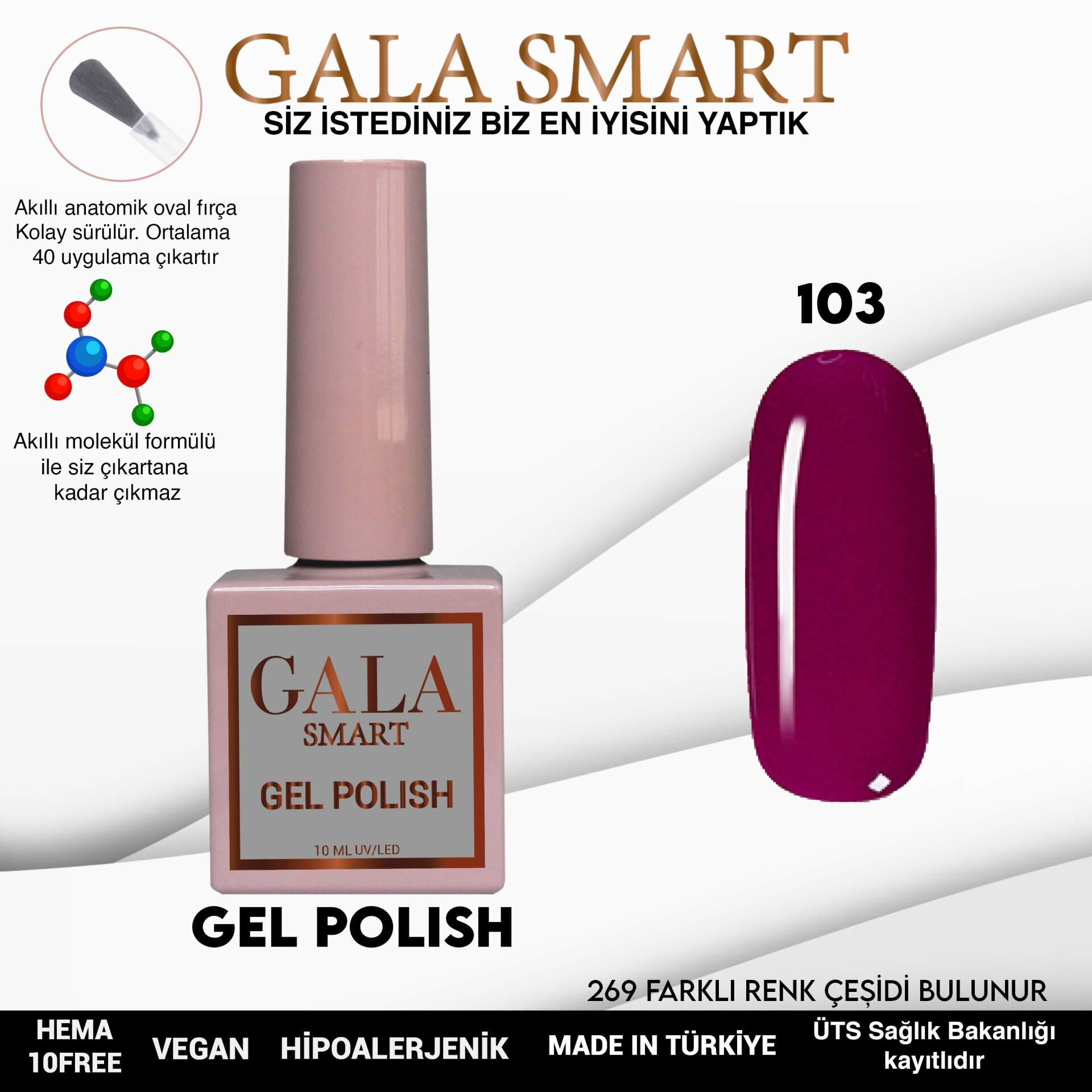Gala smart classic kalıcı oje 10 mle no:103