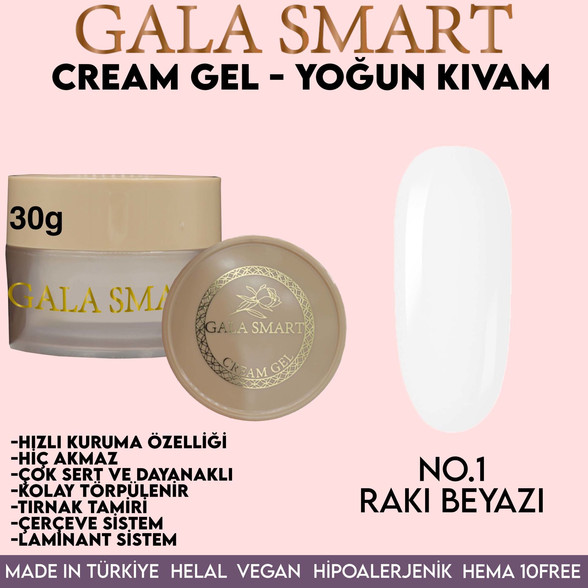 Gala smart - cream gel 30 g no:1 rakı beyazı