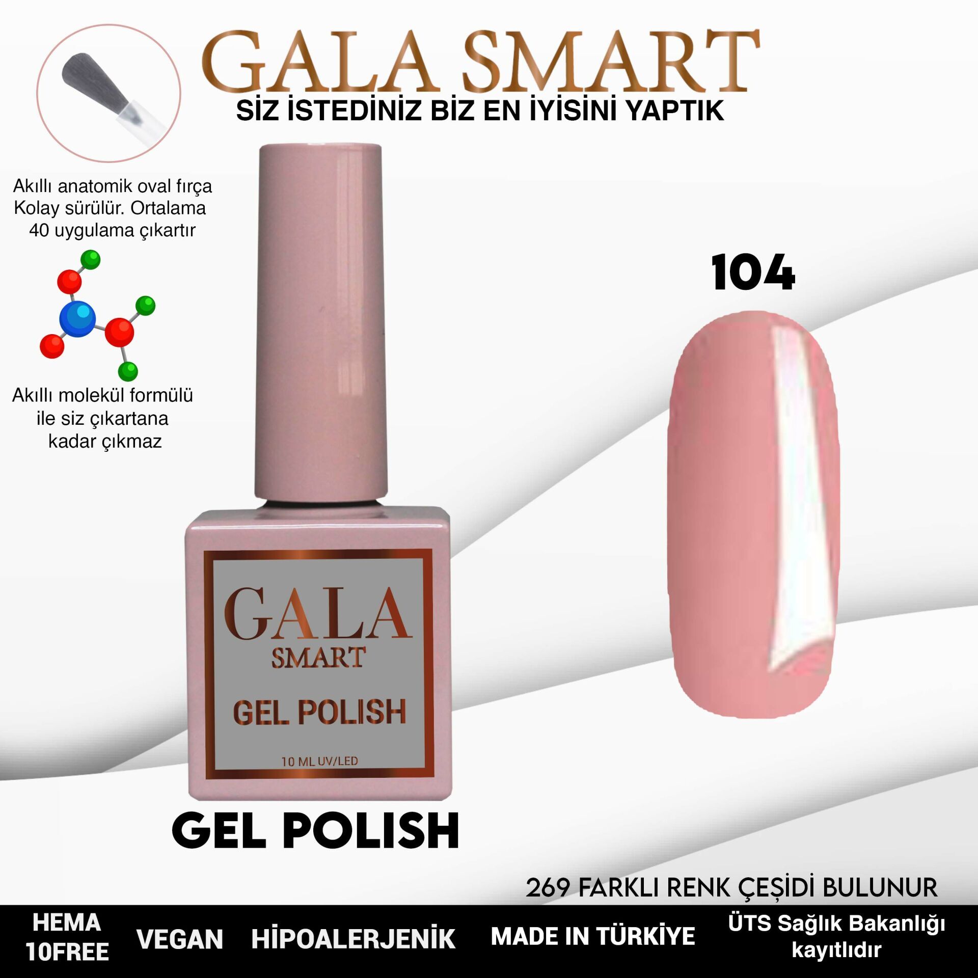 Gala smart classic kalıcı oje 10 mle no:104