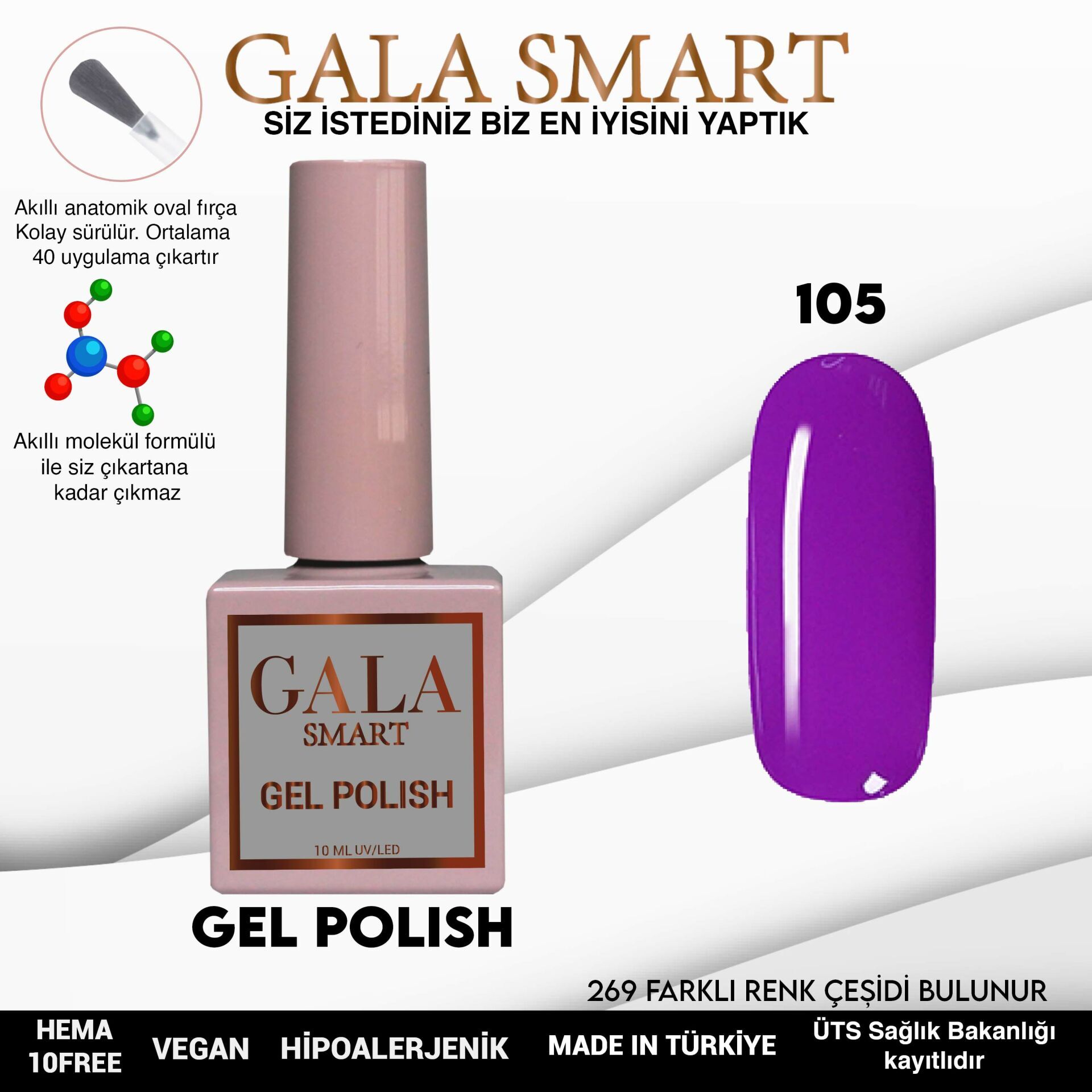 Gala smart classic kalıcı oje 10 mle no:105