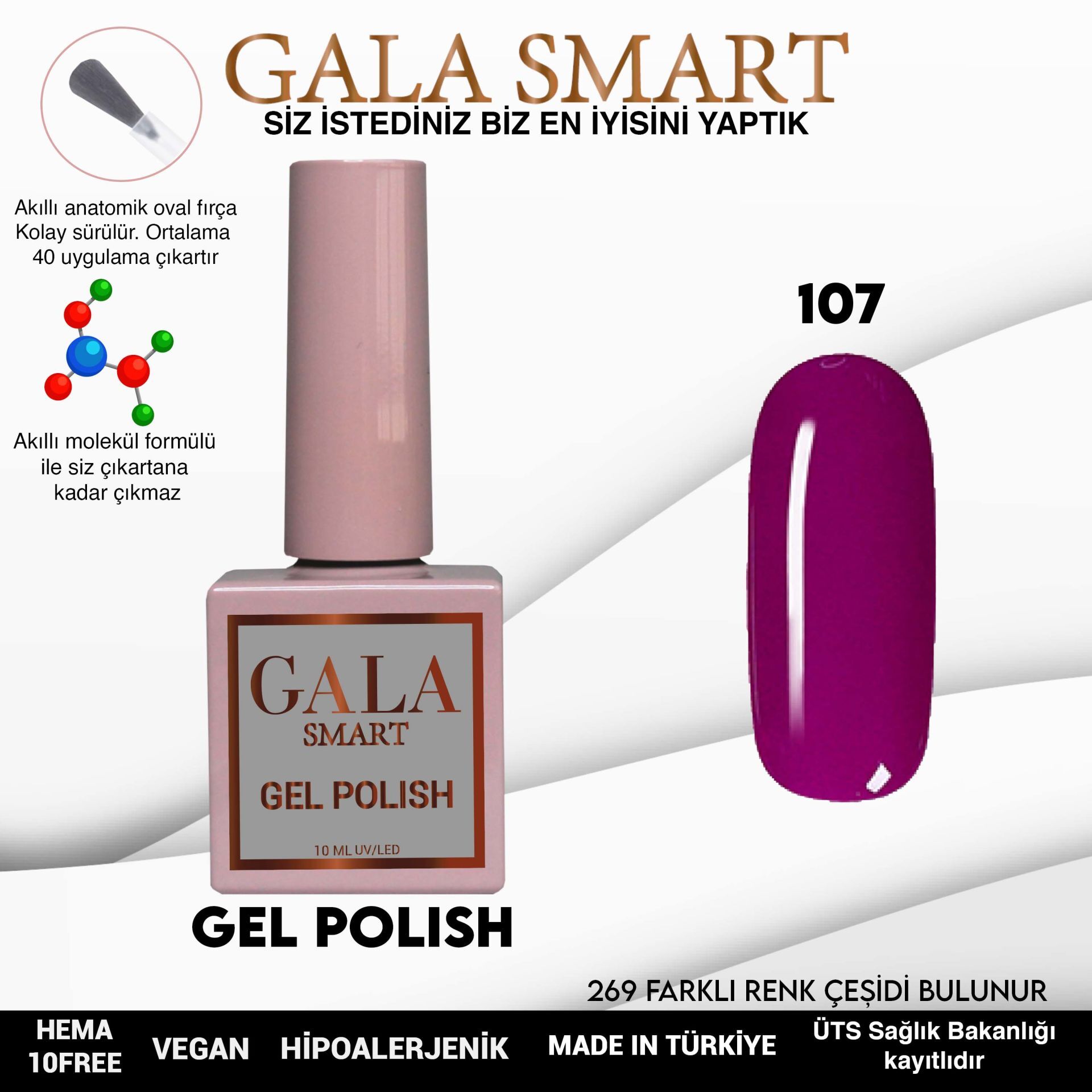 Gala smart classic kalıcı oje 10 mle no:107