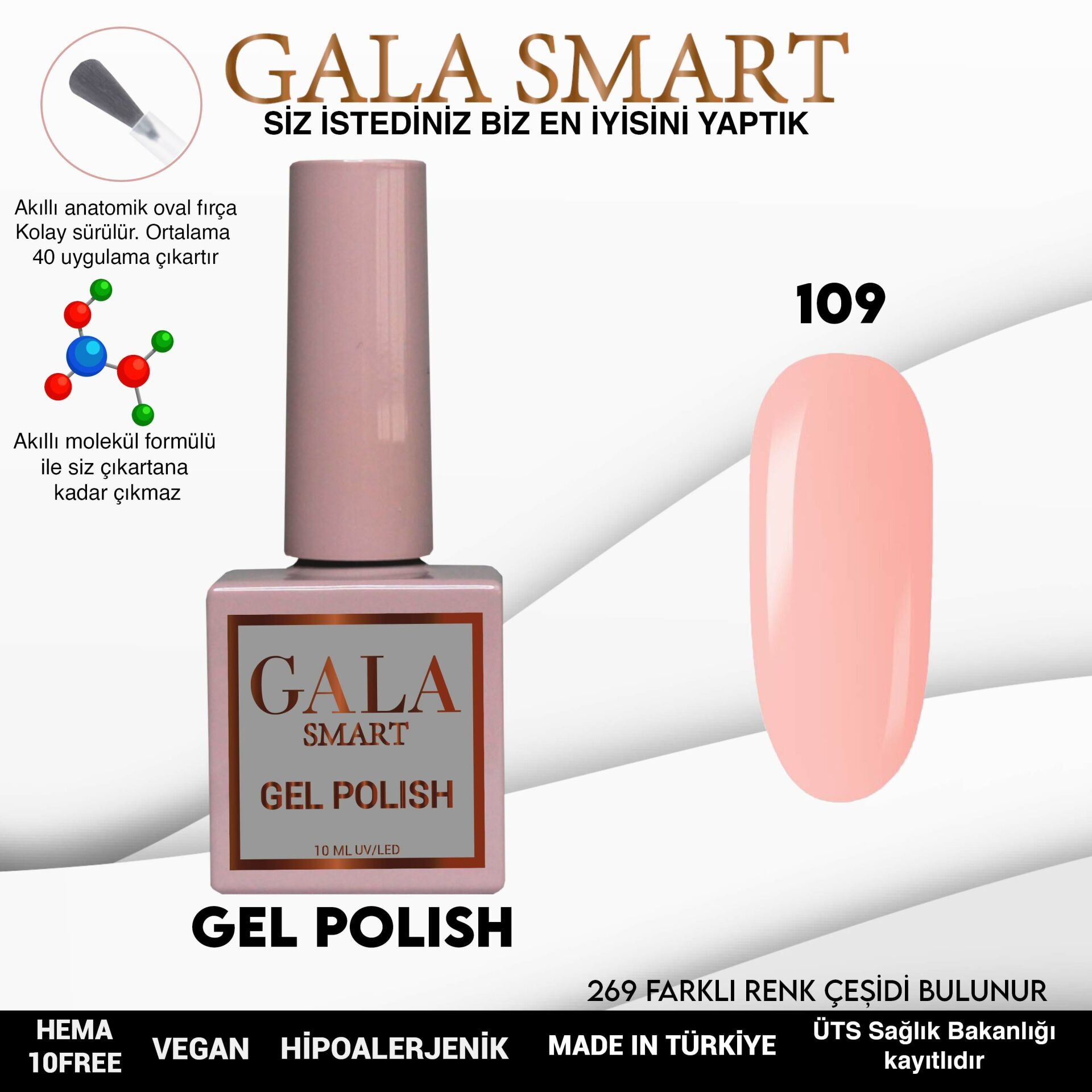 Gala smart classic kalıcı oje 10 mle no:109