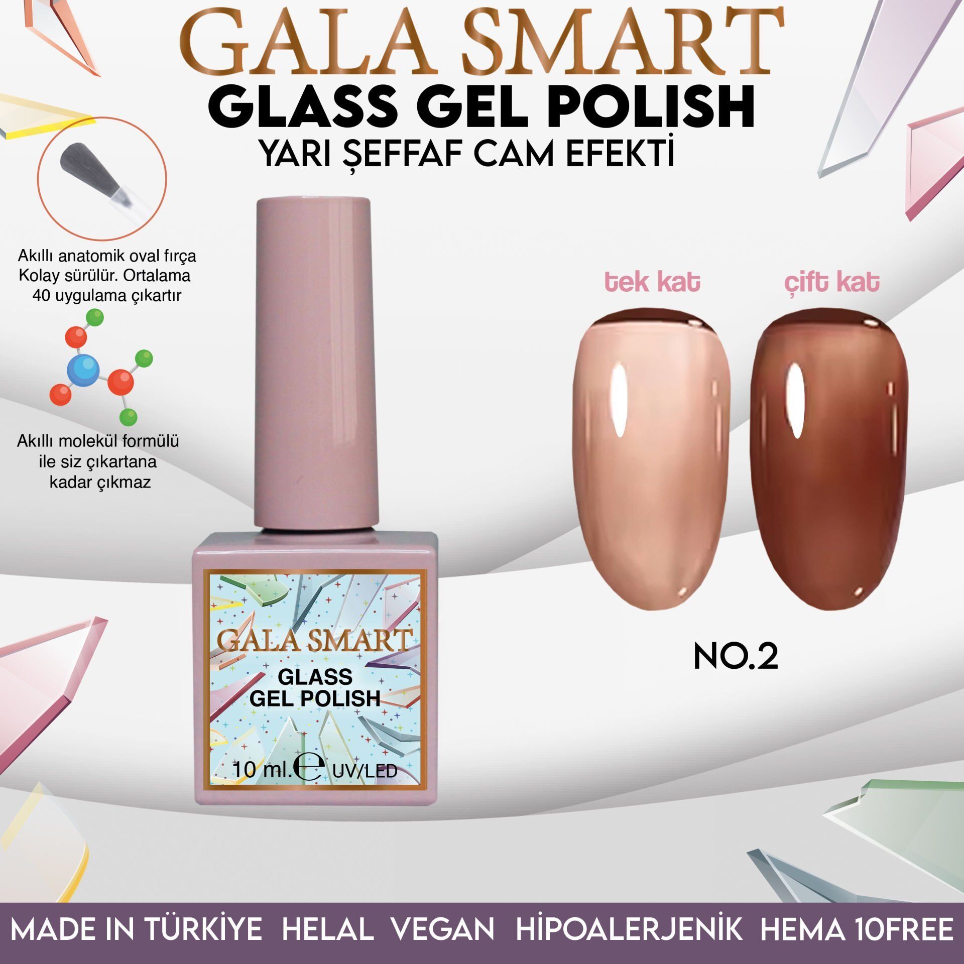 Gala smart glass kalıcı oje 10 mle no:02