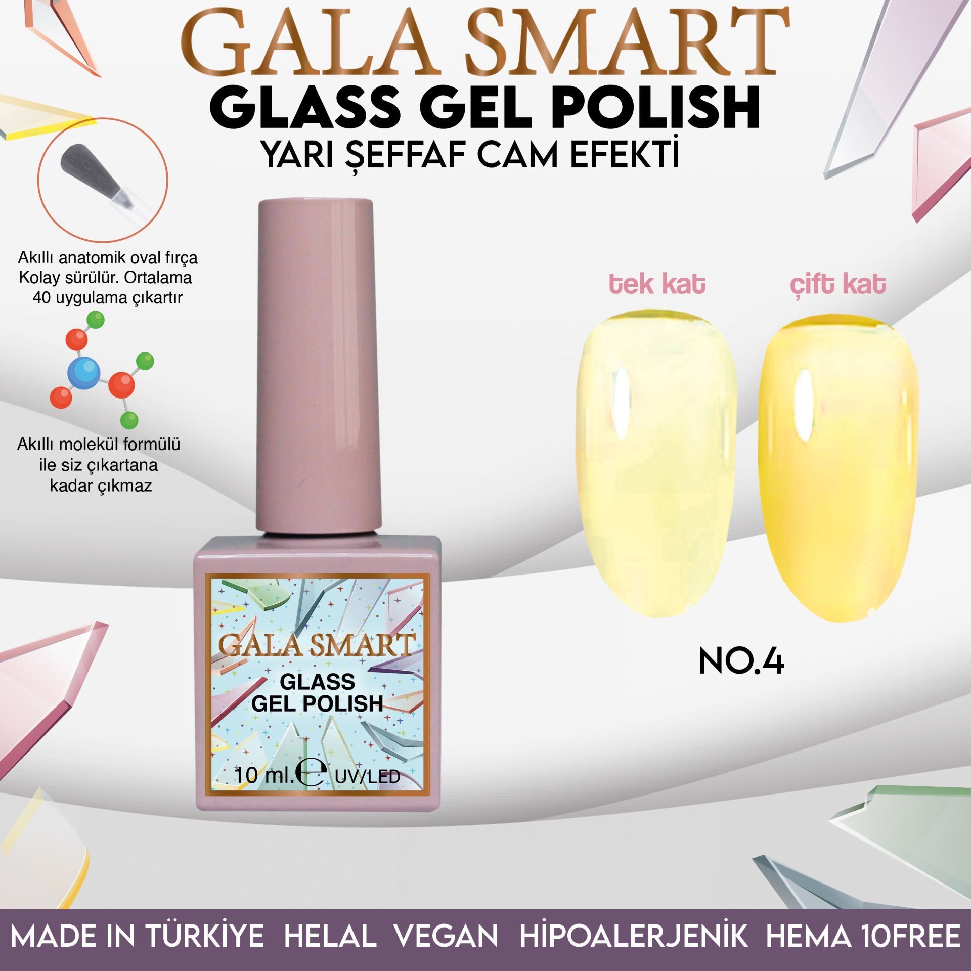 Gala smart glass kalıcı oje 10 mle no:04