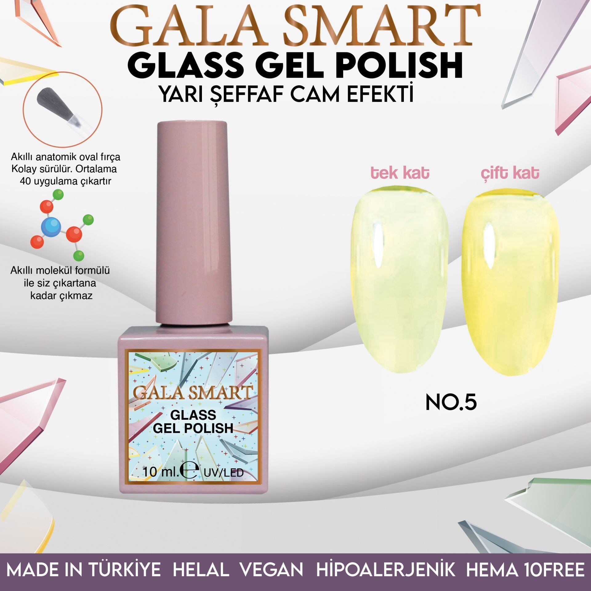 Gala smart glass kalıcı oje 10 mle no:05