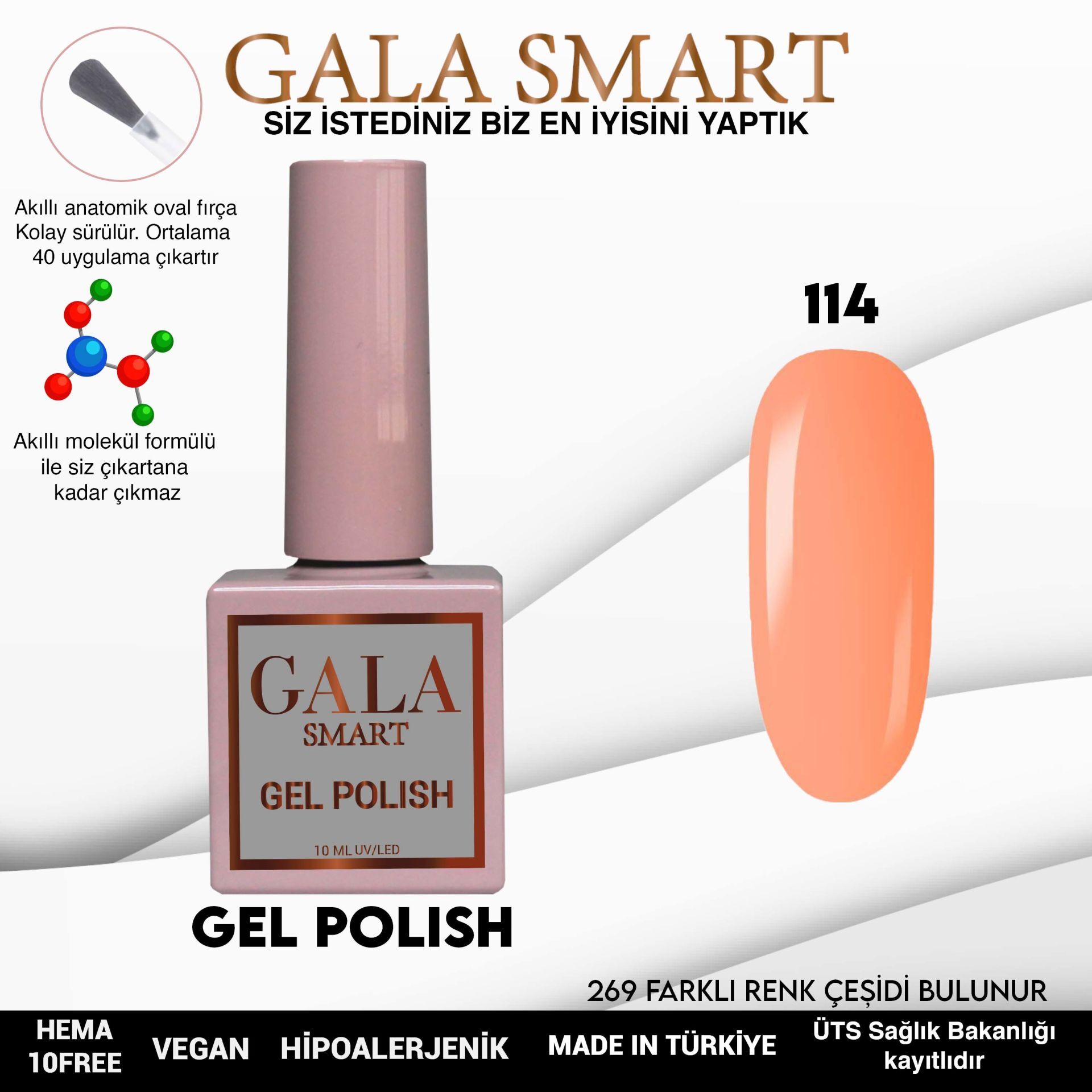 Gala smart classic kalıcı oje 10 mle no:114