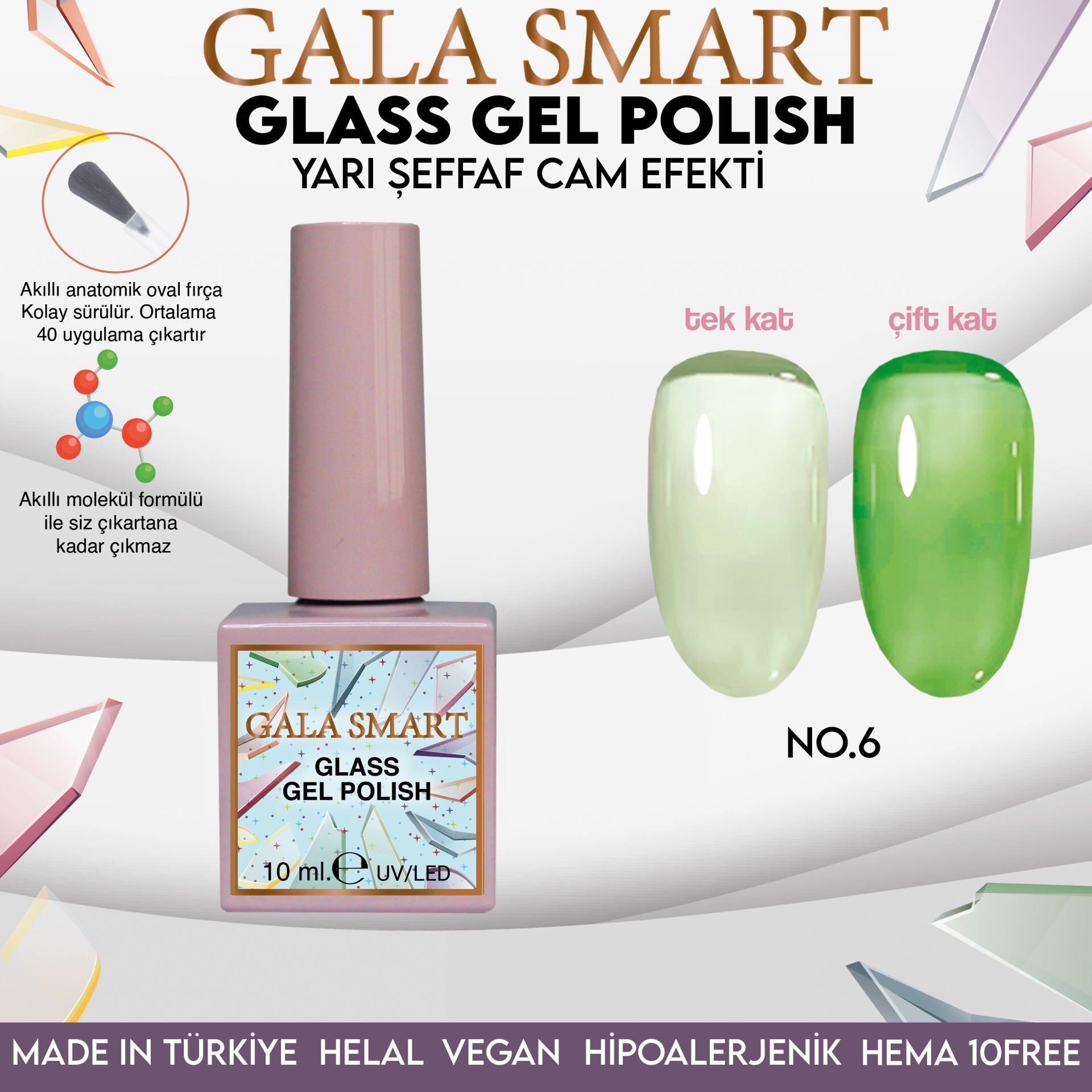 Gala smart glass kalıcı oje 10 mle no:06