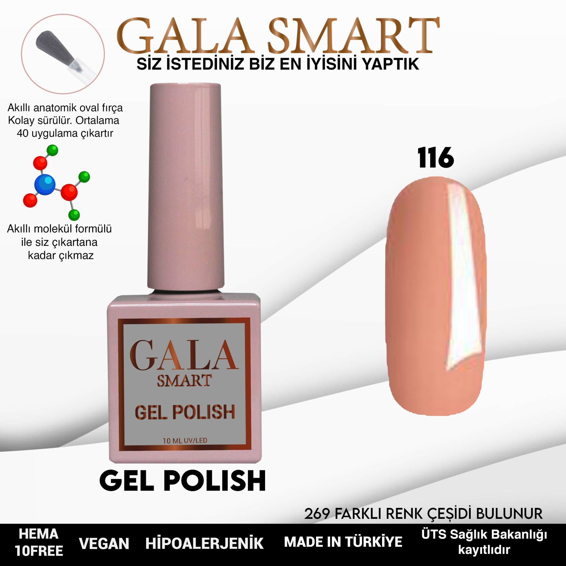 Gala smart classic kalıcı oje 10 mle no:116