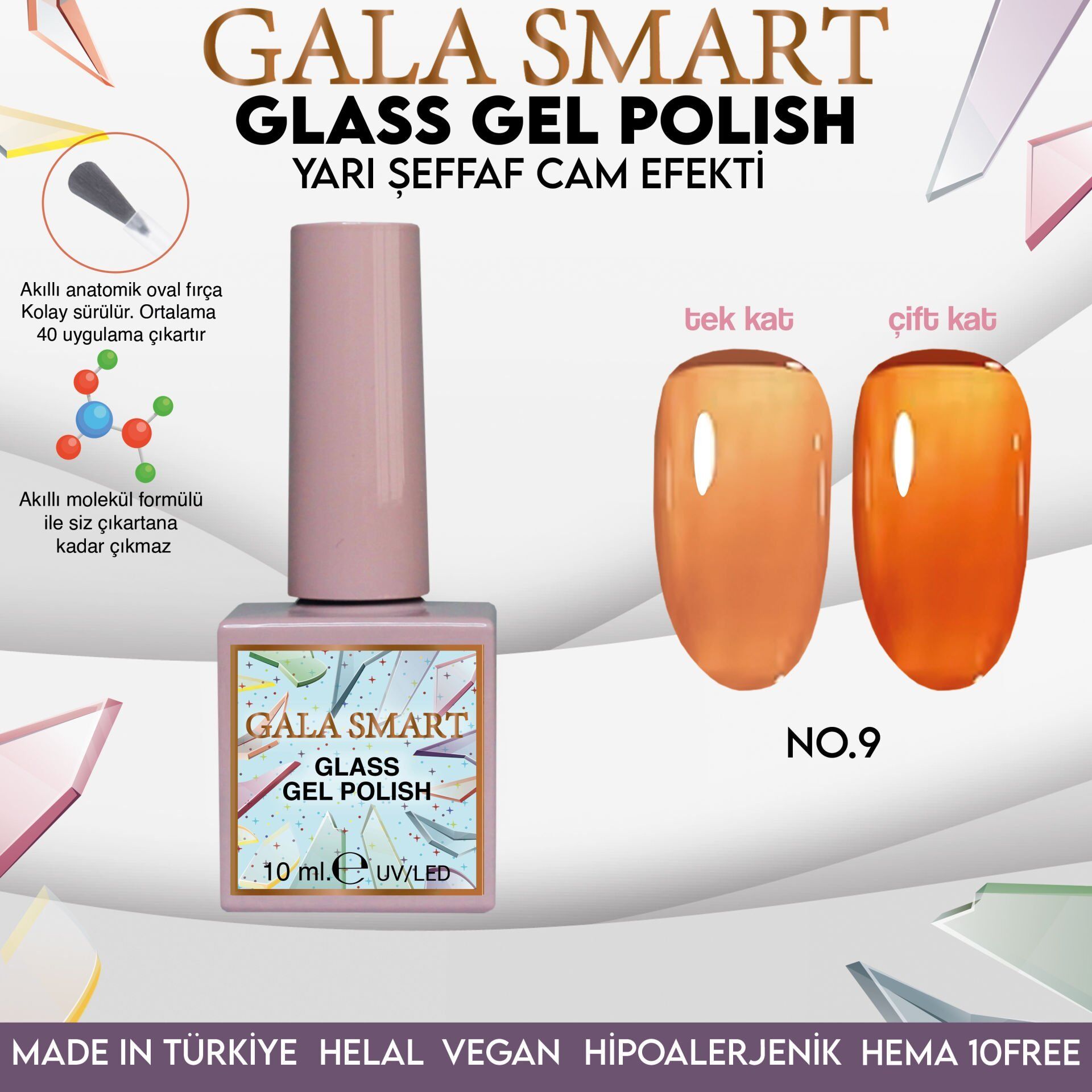 Gala smart glass kalıcı oje 10 mle no:09