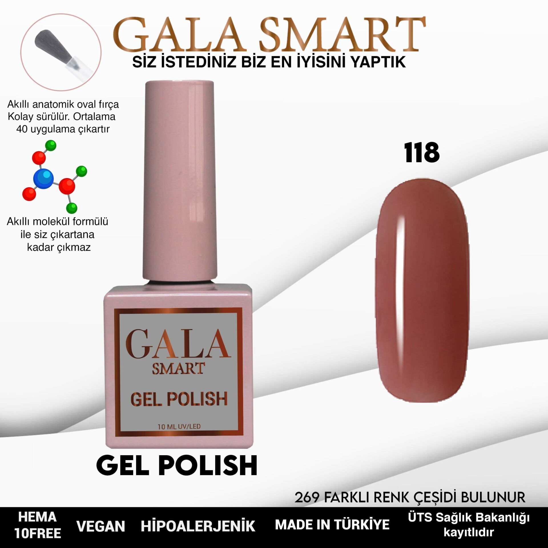 Gala smart classic kalıcı oje 10 mle no:118
