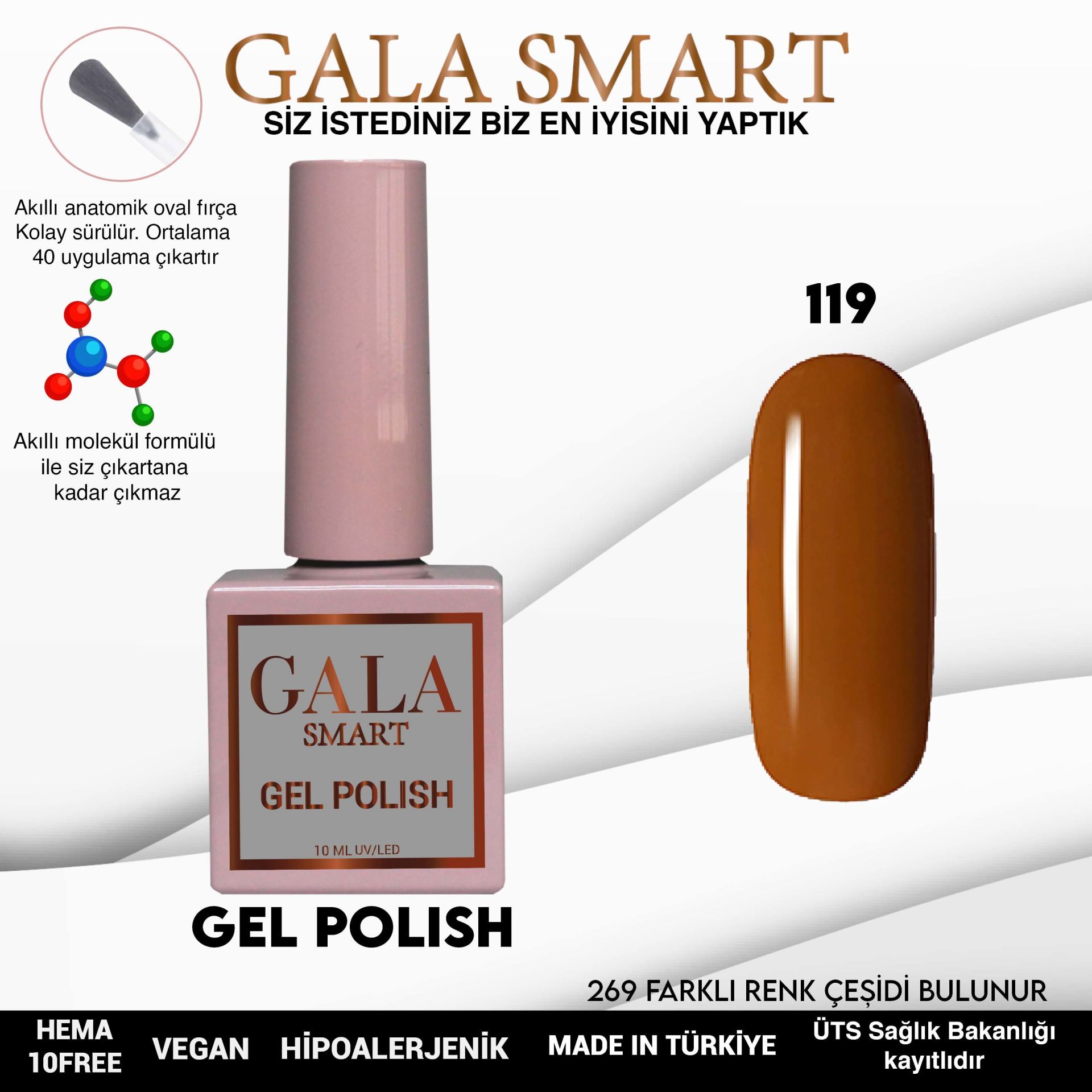 Gala smart classic kalıcı oje 10 mle no:119