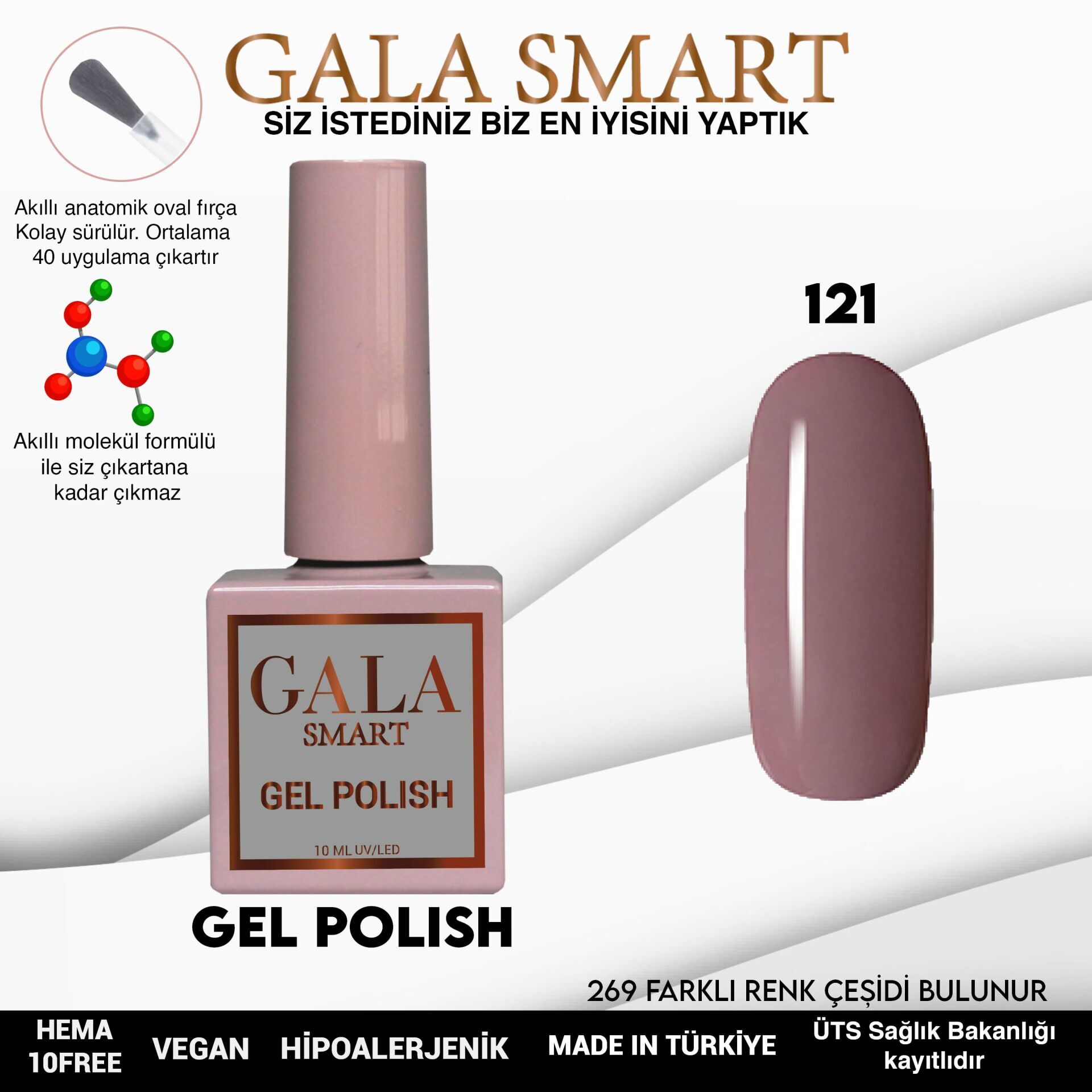 Gala smart classic kalıcı oje 10 mle no:121
