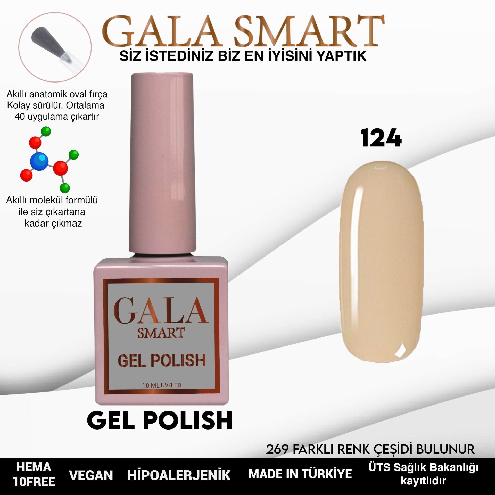 Gala smart classic kalıcı oje 10 mle no:124