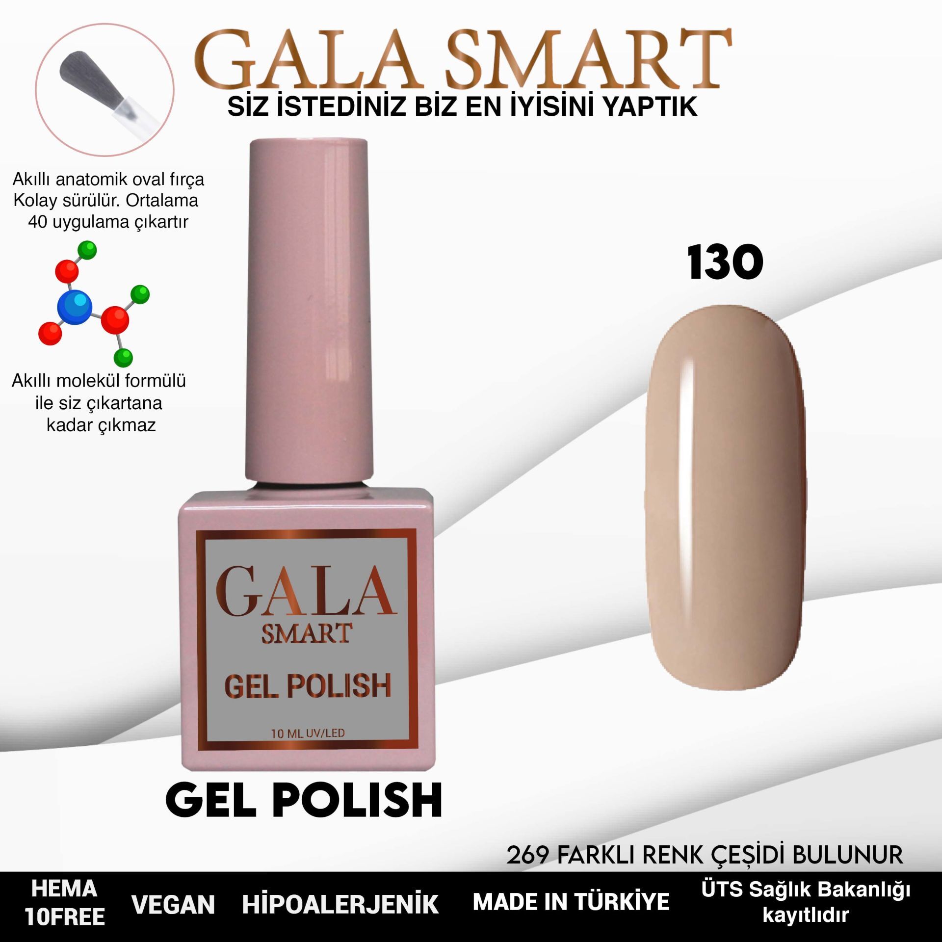Gala smart classic kalıcı oje 10 mle no:130