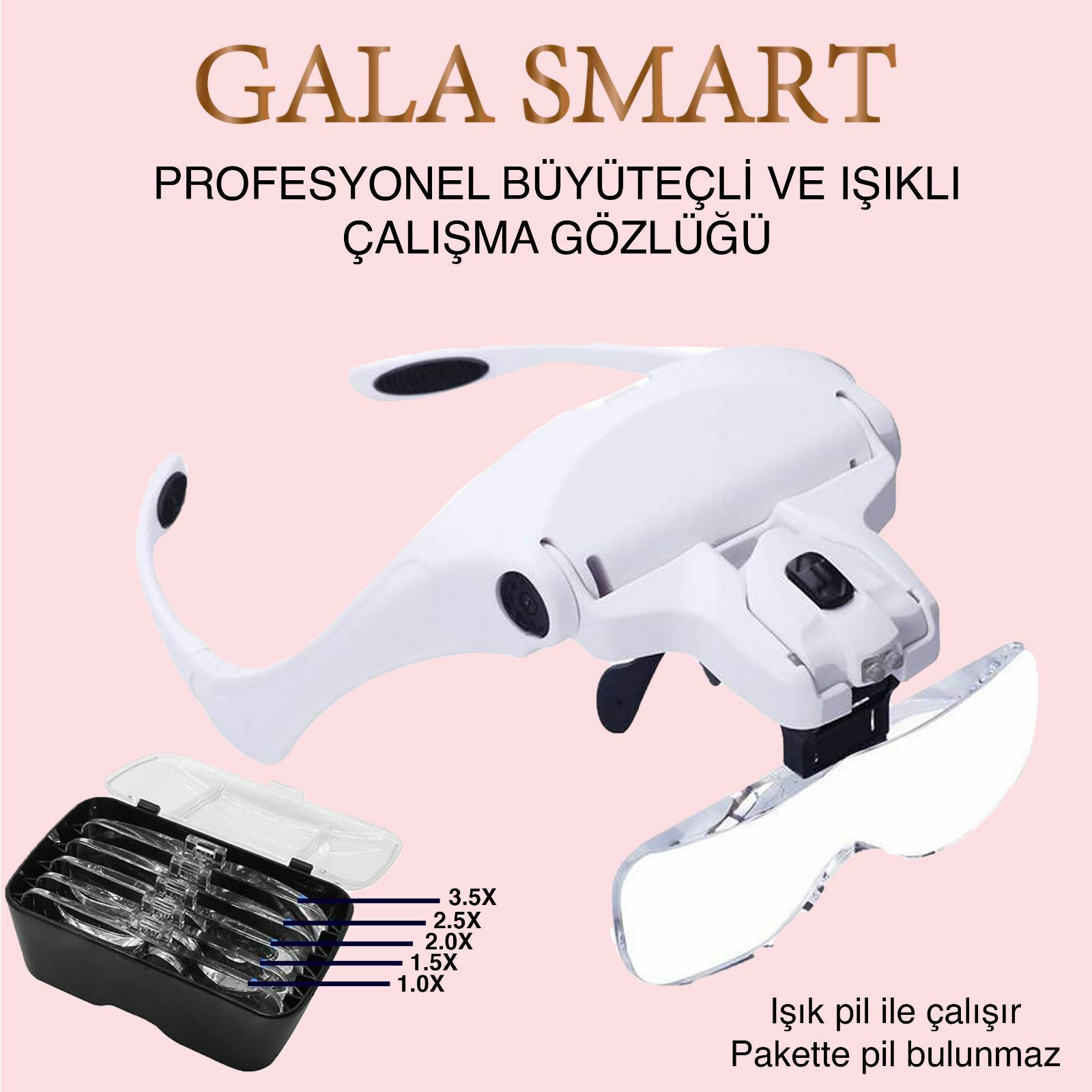 Büyüteçli ve ışıklı çalışma gözlüğü