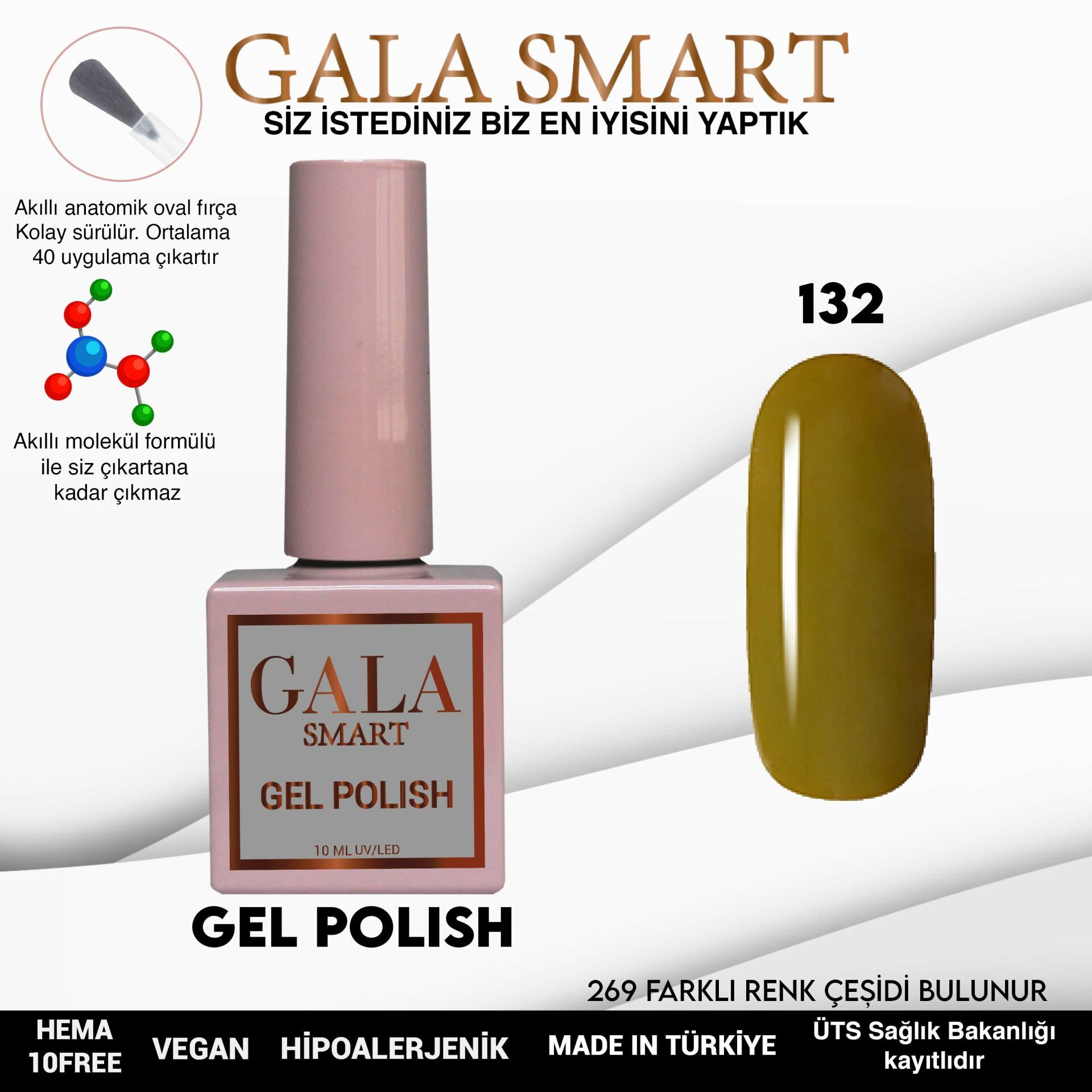 Gala smart classic kalıcı oje 10 mle no:132