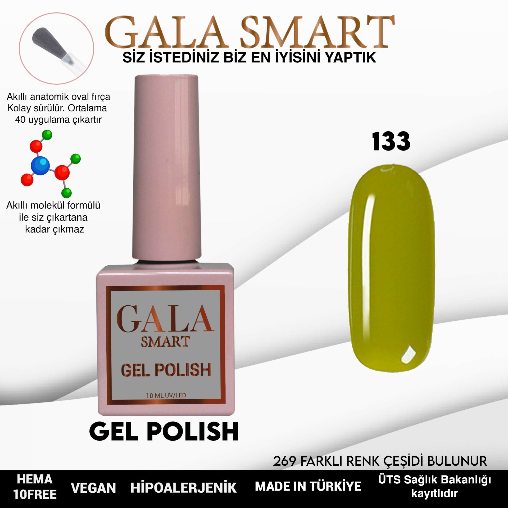 Gala smart classic kalıcı oje 10 mle no:133