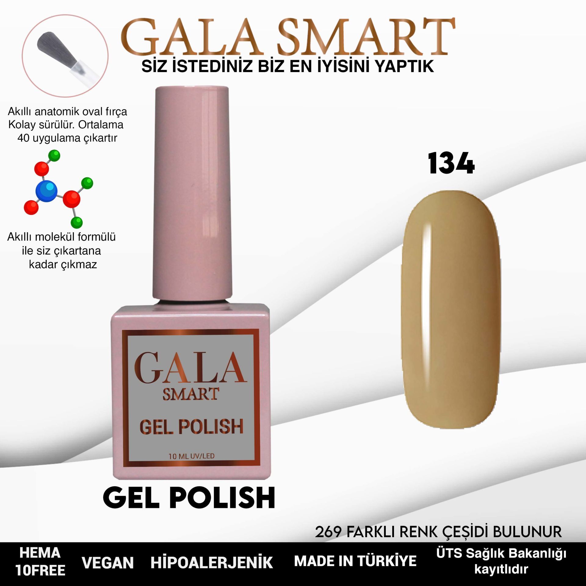 Gala smart classic kalıcı oje 10 mle no:134
