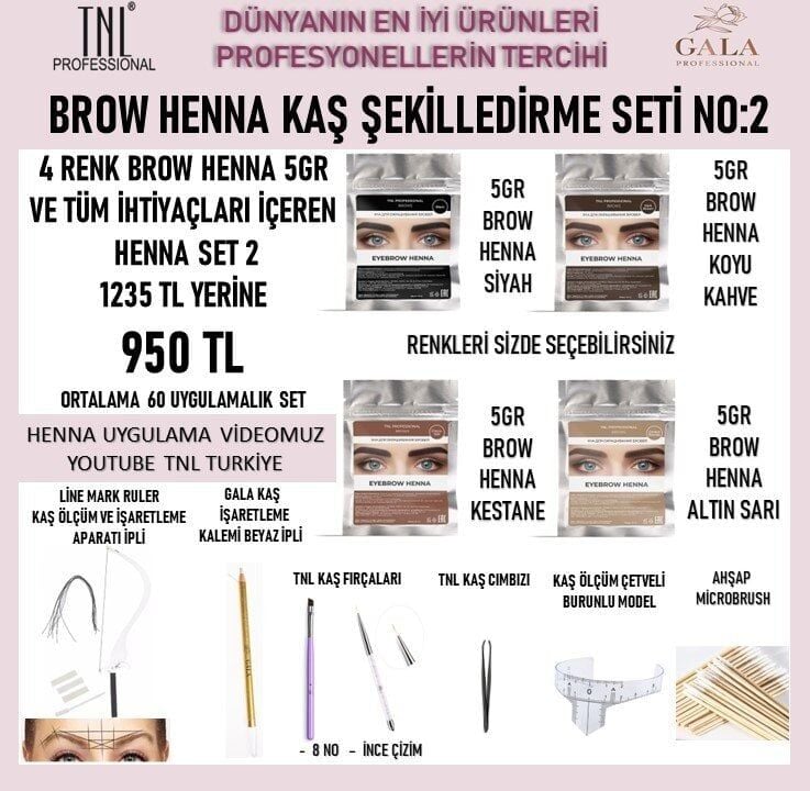 Henna kaş şekillendirme seti no:2
