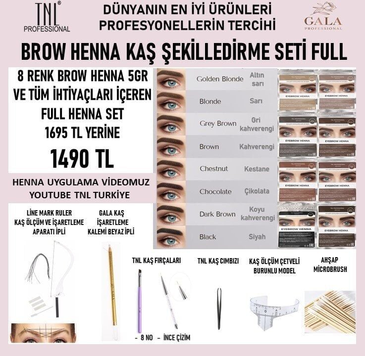 Henna kaş şekillendirme seti full