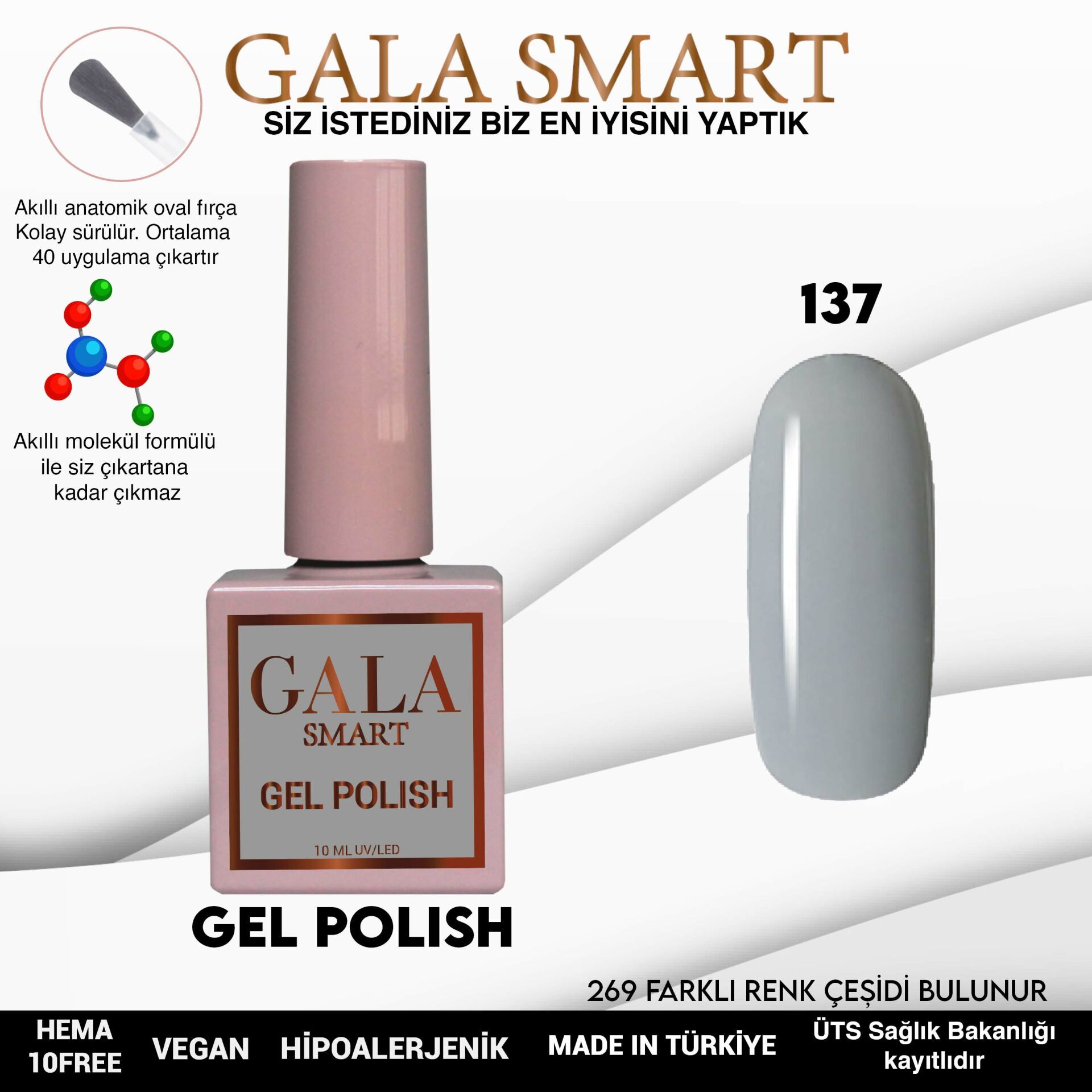Gala smart classic kalıcı oje 10 mle no:137
