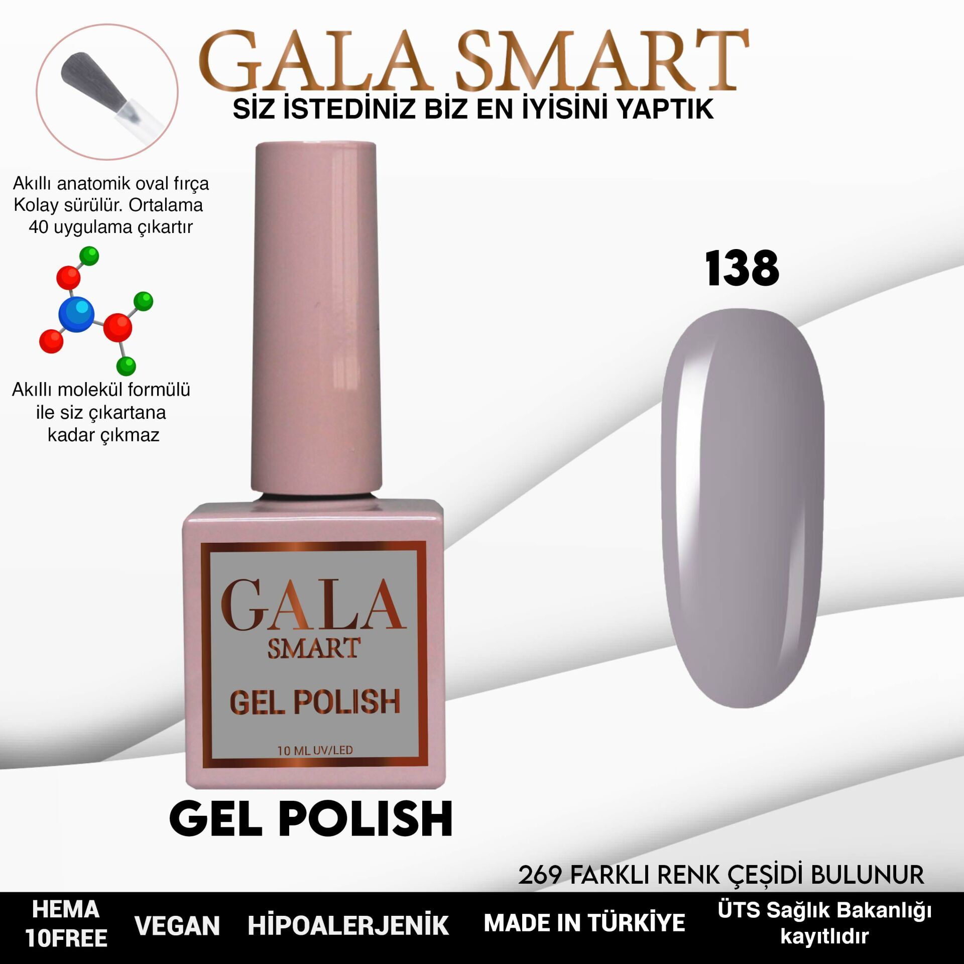 Gala smart classic kalıcı oje 10 mle no:138