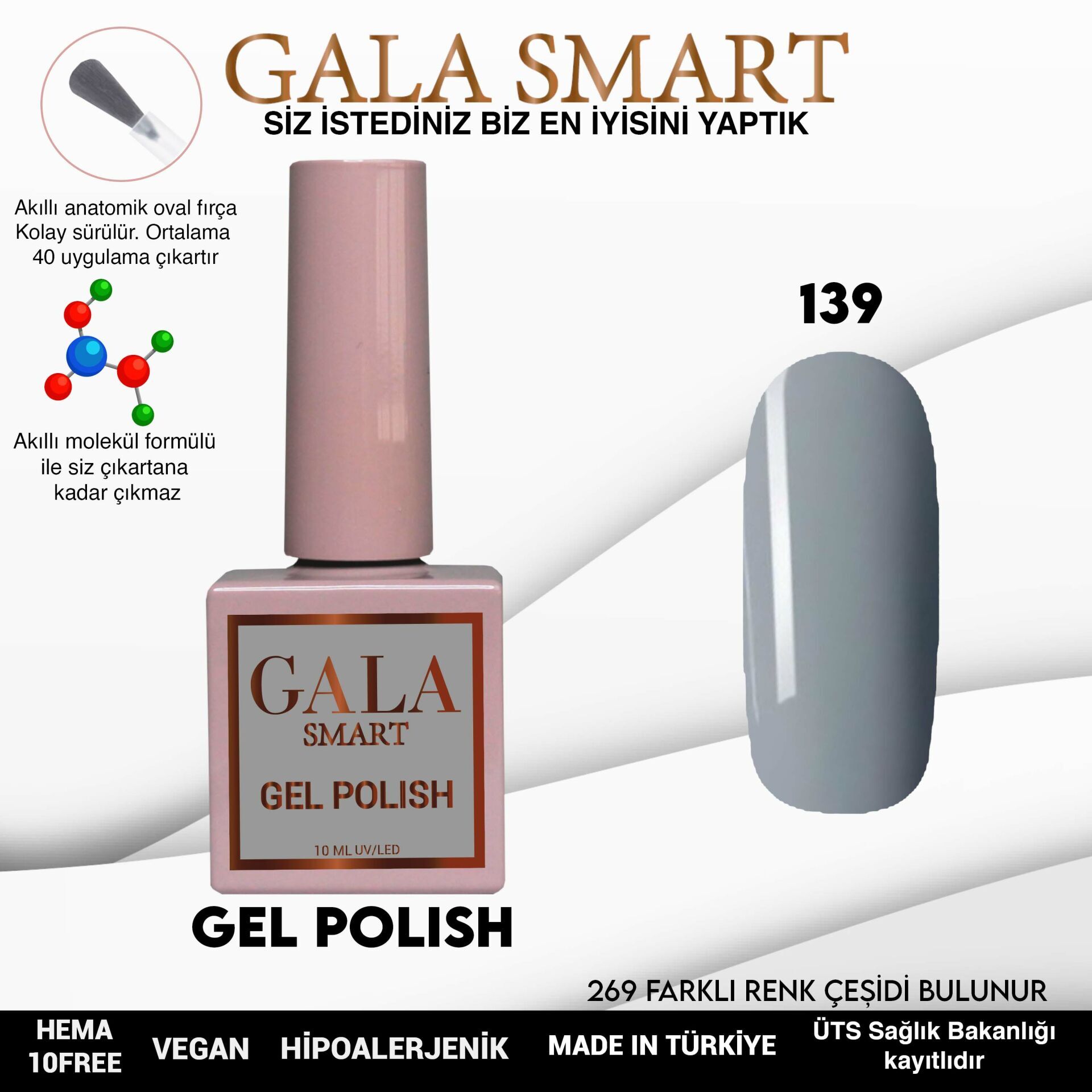 Gala smart classic kalıcı oje 10 mle no:139