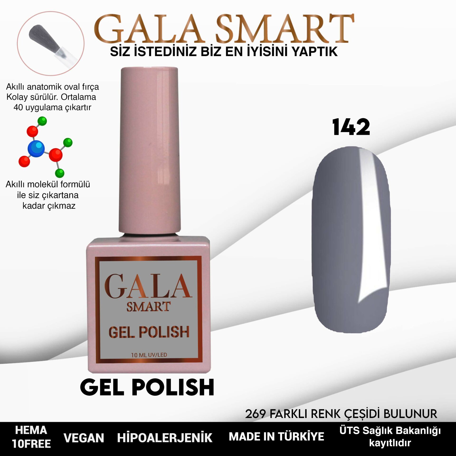 Gala smart classic kalıcı oje 10 mle no:142