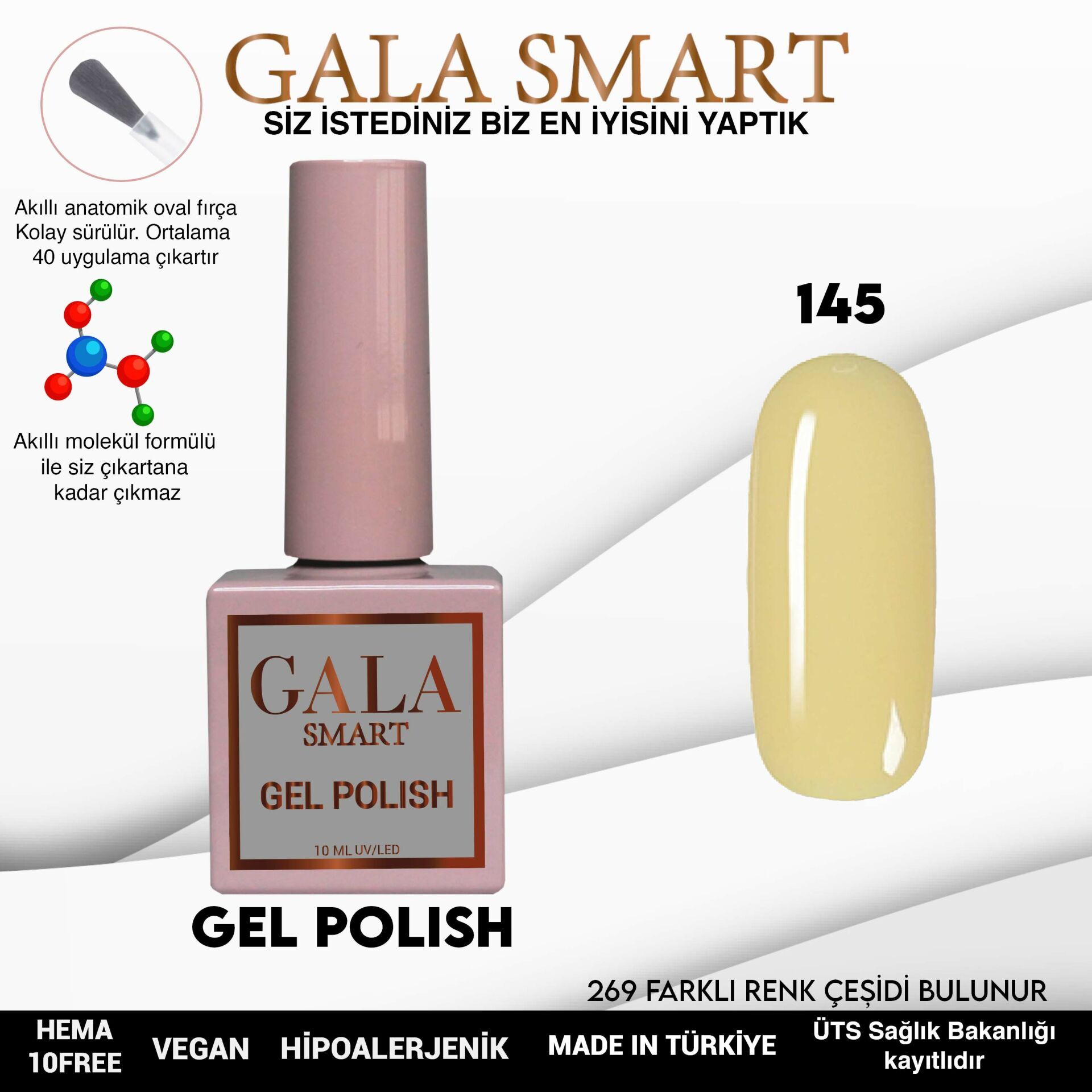 Gala smart classic kalıcı oje 10 mle no:145