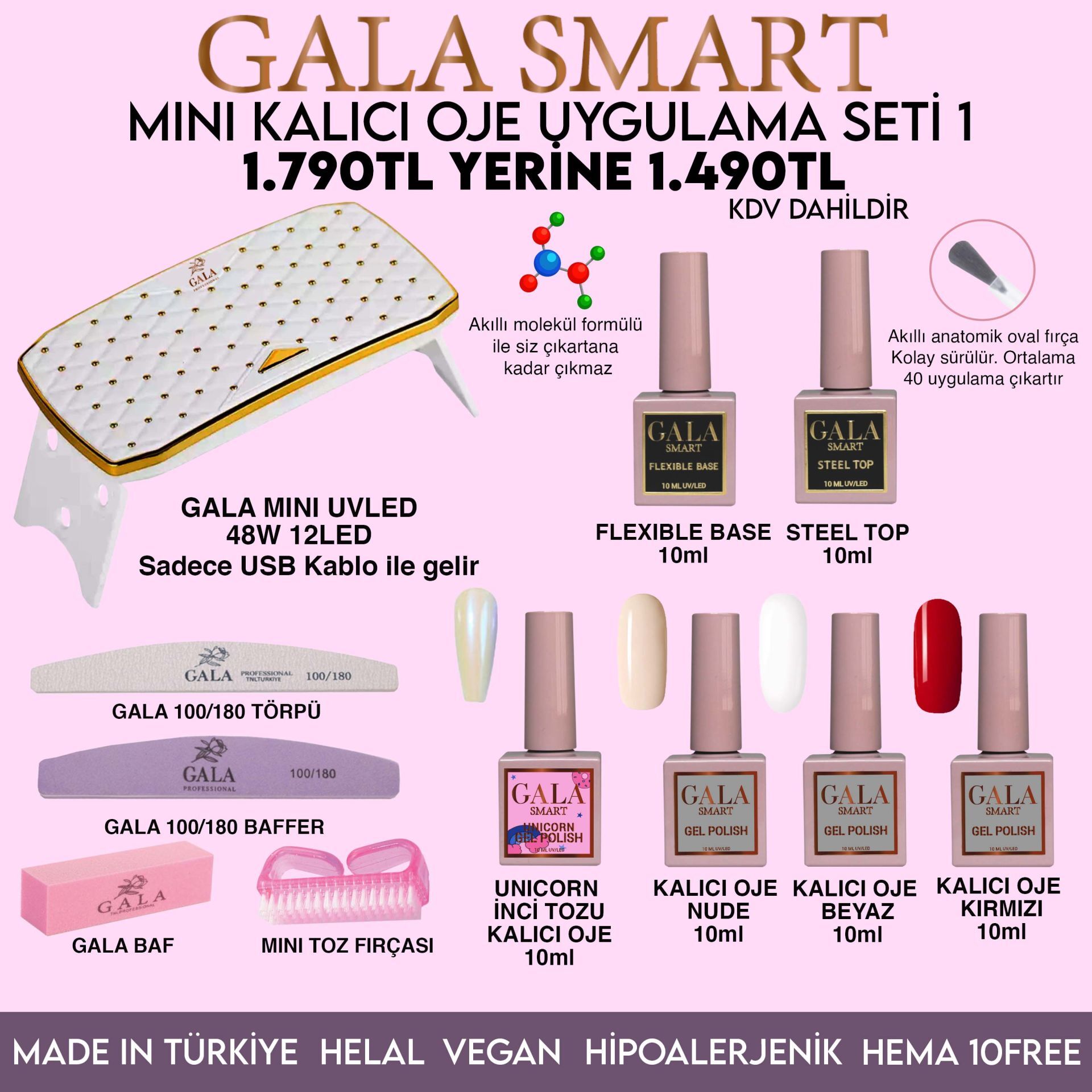 Gala smart - mini kalıcı oje uygulama set - 1