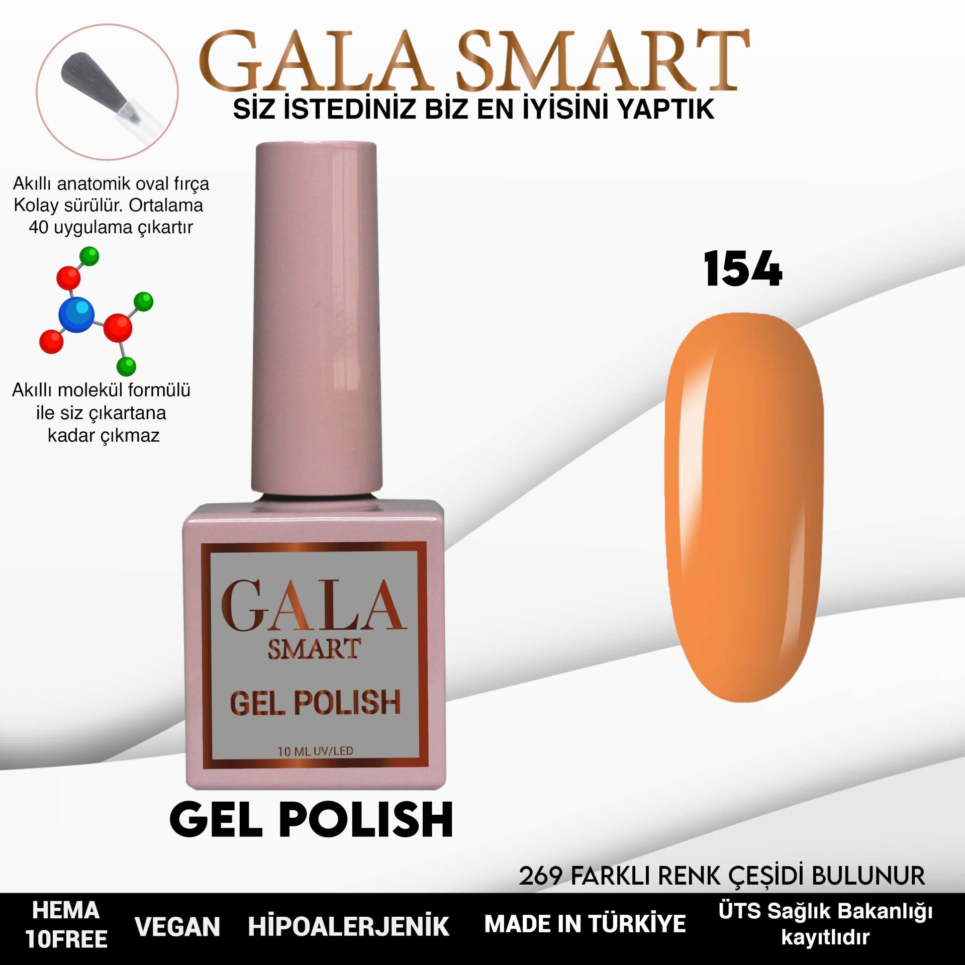 Gala smart classic kalıcı oje 10 mle no:154