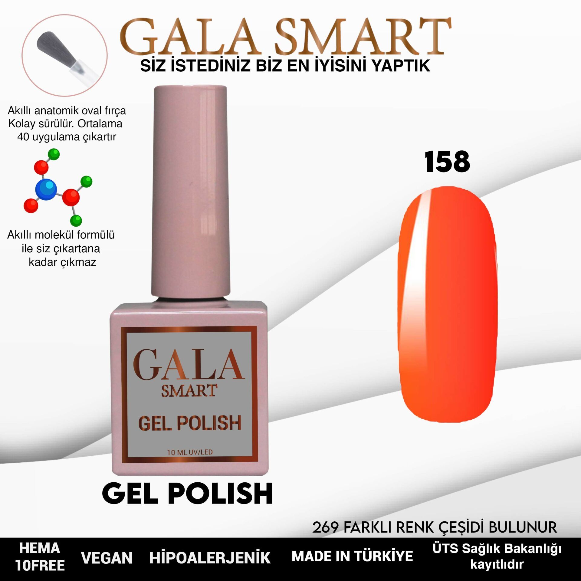 Gala smart classic kalıcı oje 10 mle no:158