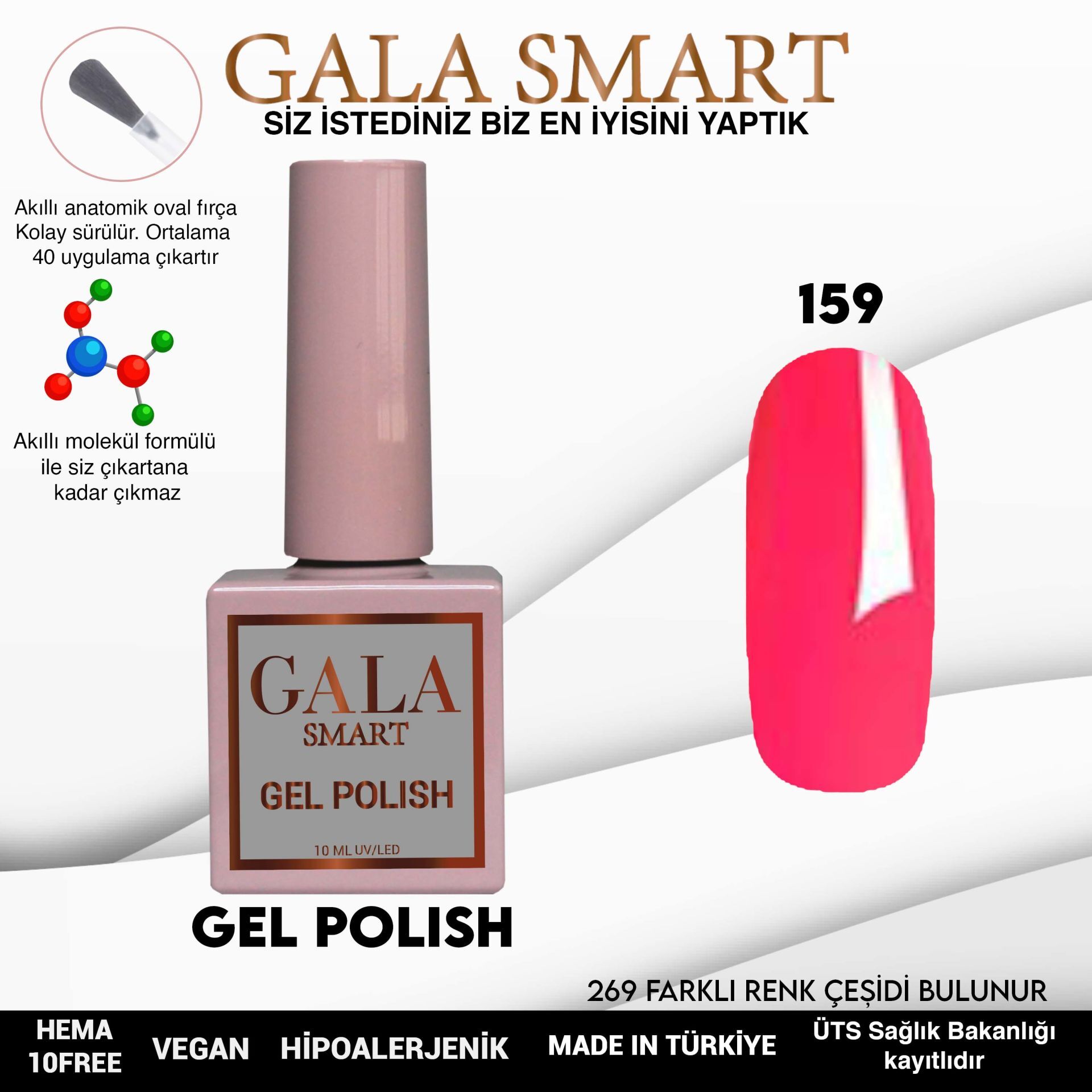 Gala smart classic kalıcı oje 10 mle no:159