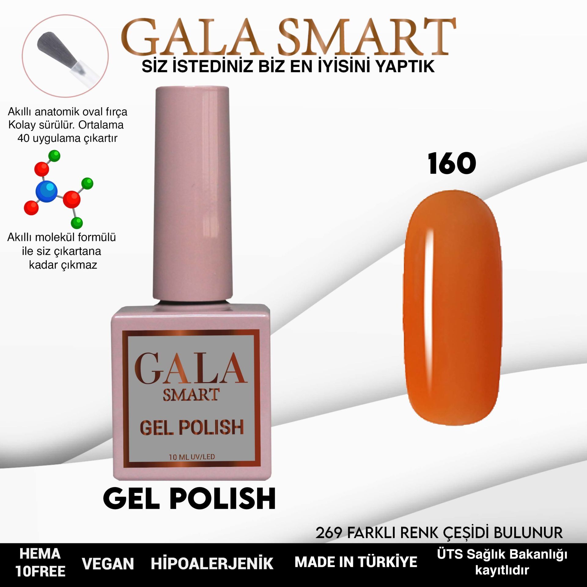Gala smart classic kalıcı oje 10 mle no:160
