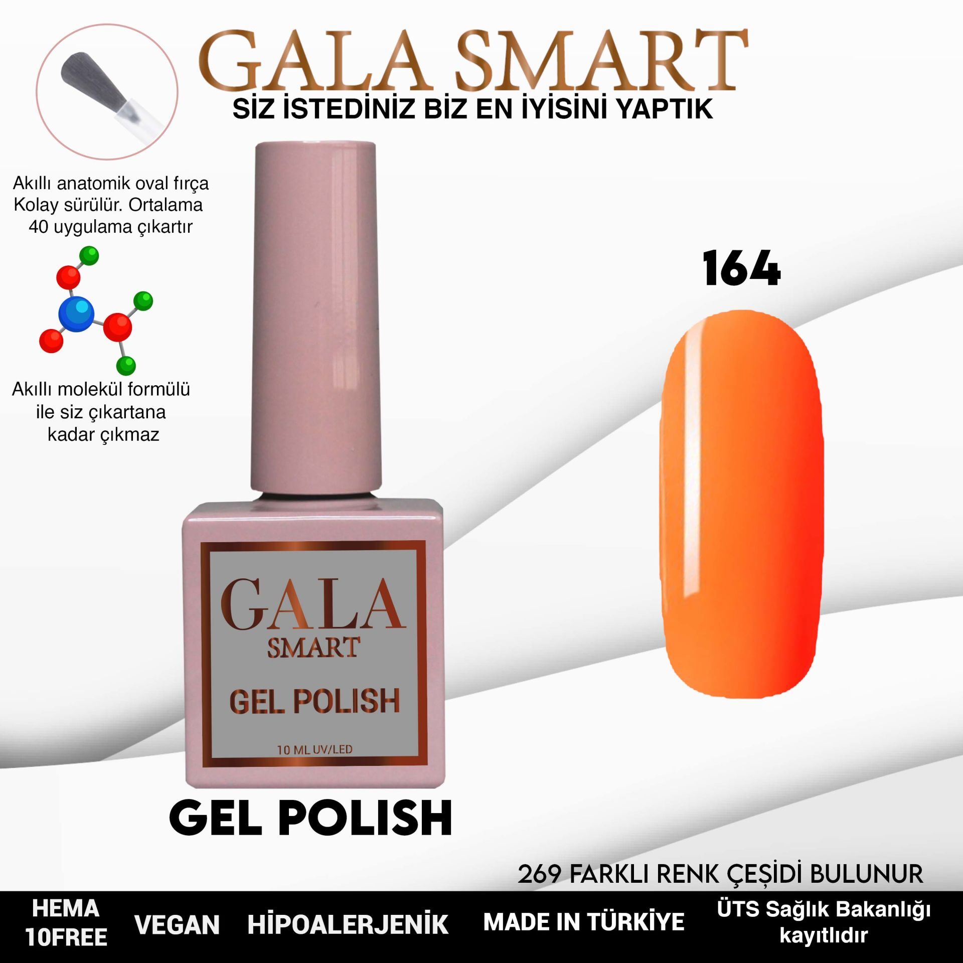 Gala smart classic kalıcı oje 10 mle no:164