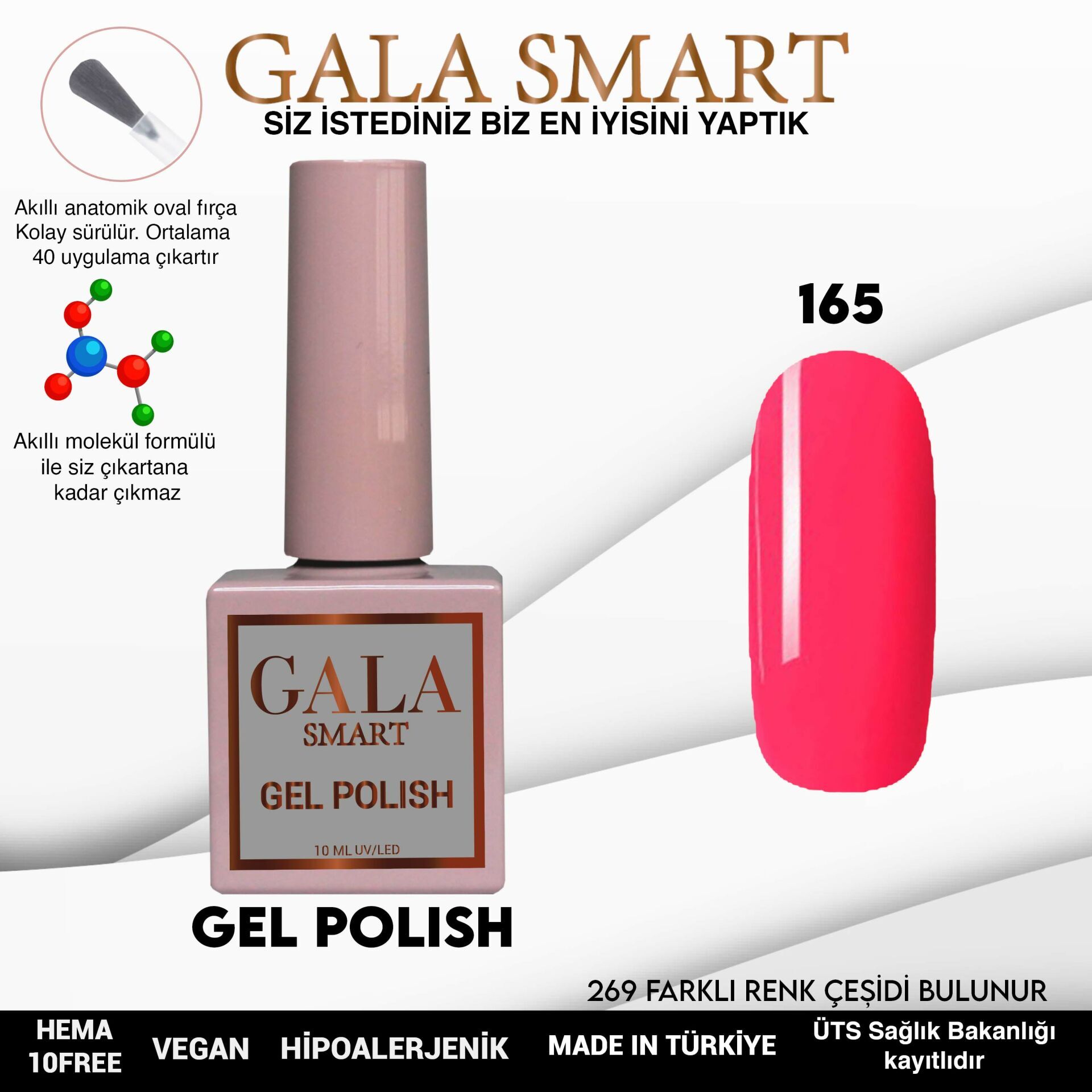 Gala smart classic kalıcı oje 10 mle no:165