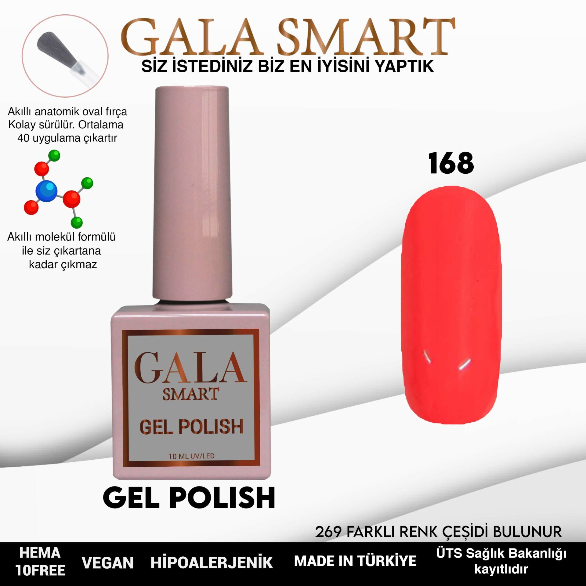 Gala smart classic kalıcı oje 10 mle no:168