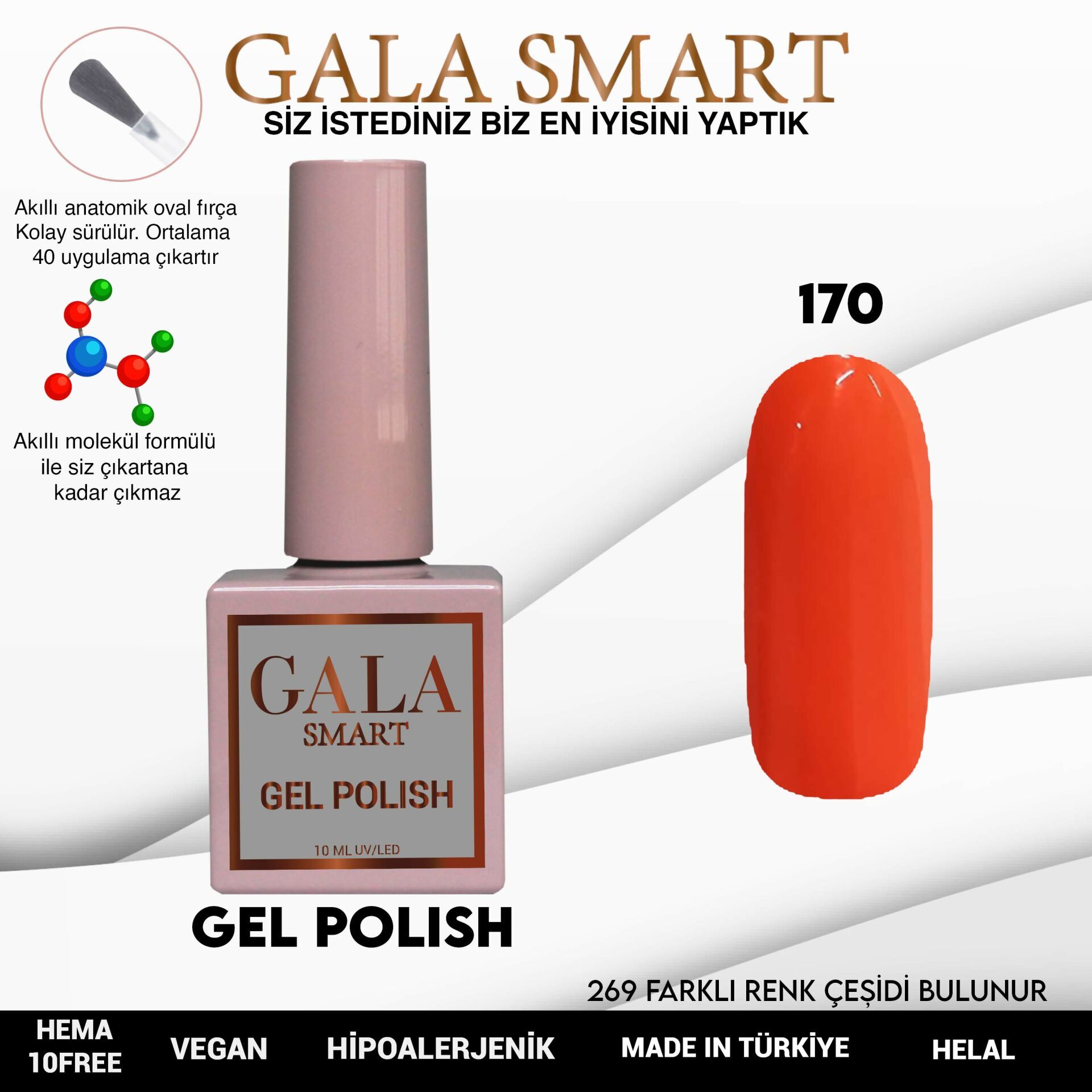 Gala smart classic kalıcı oje 10 mle no:170