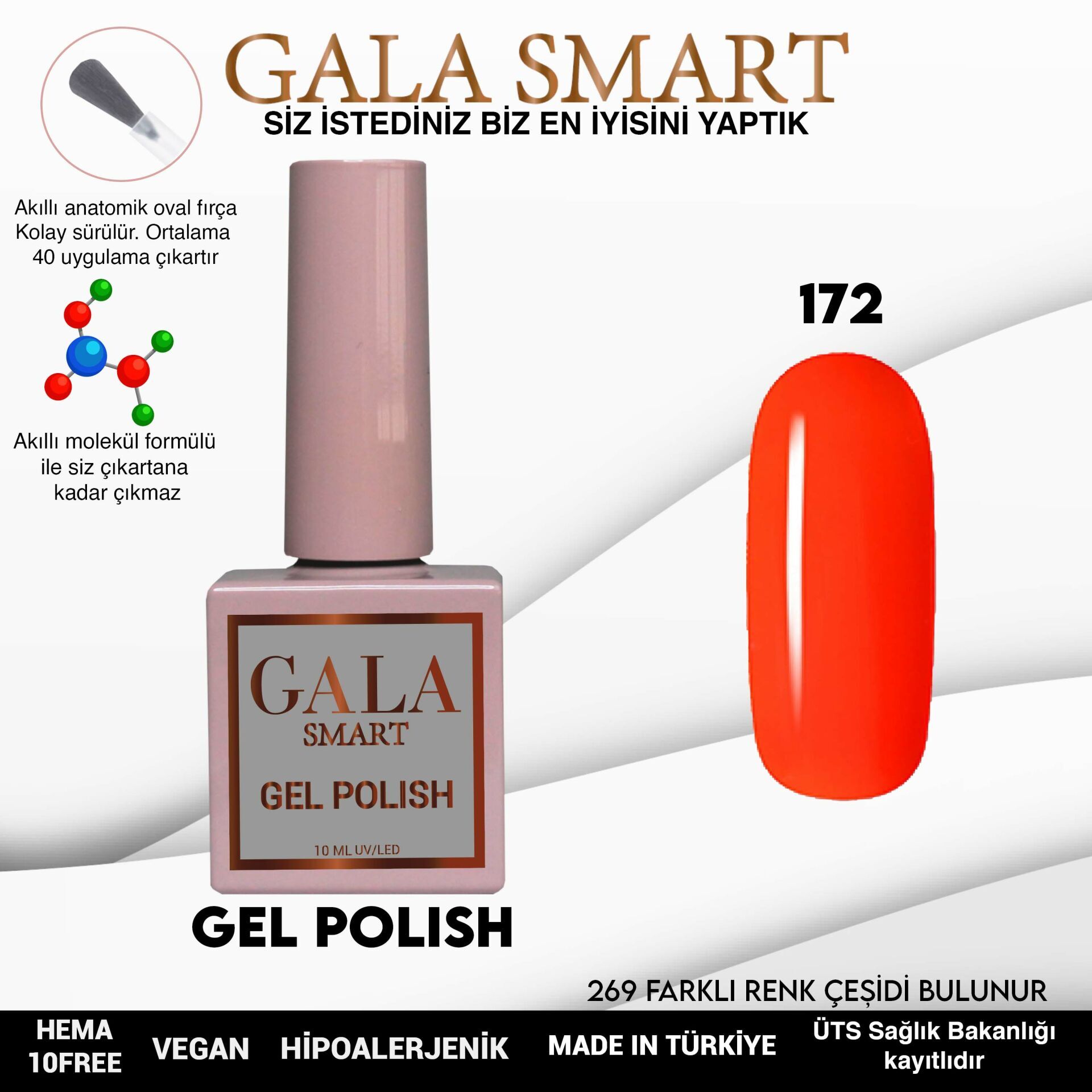 Gala smart classic kalıcı oje 10 mle no:172
