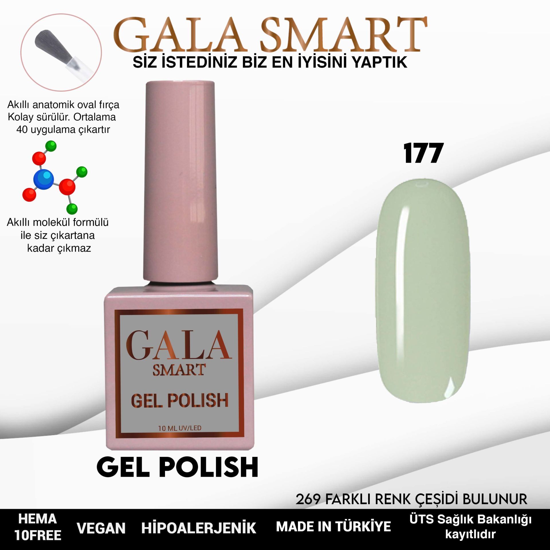 Gala smart classic kalıcı oje 10 mle no:177