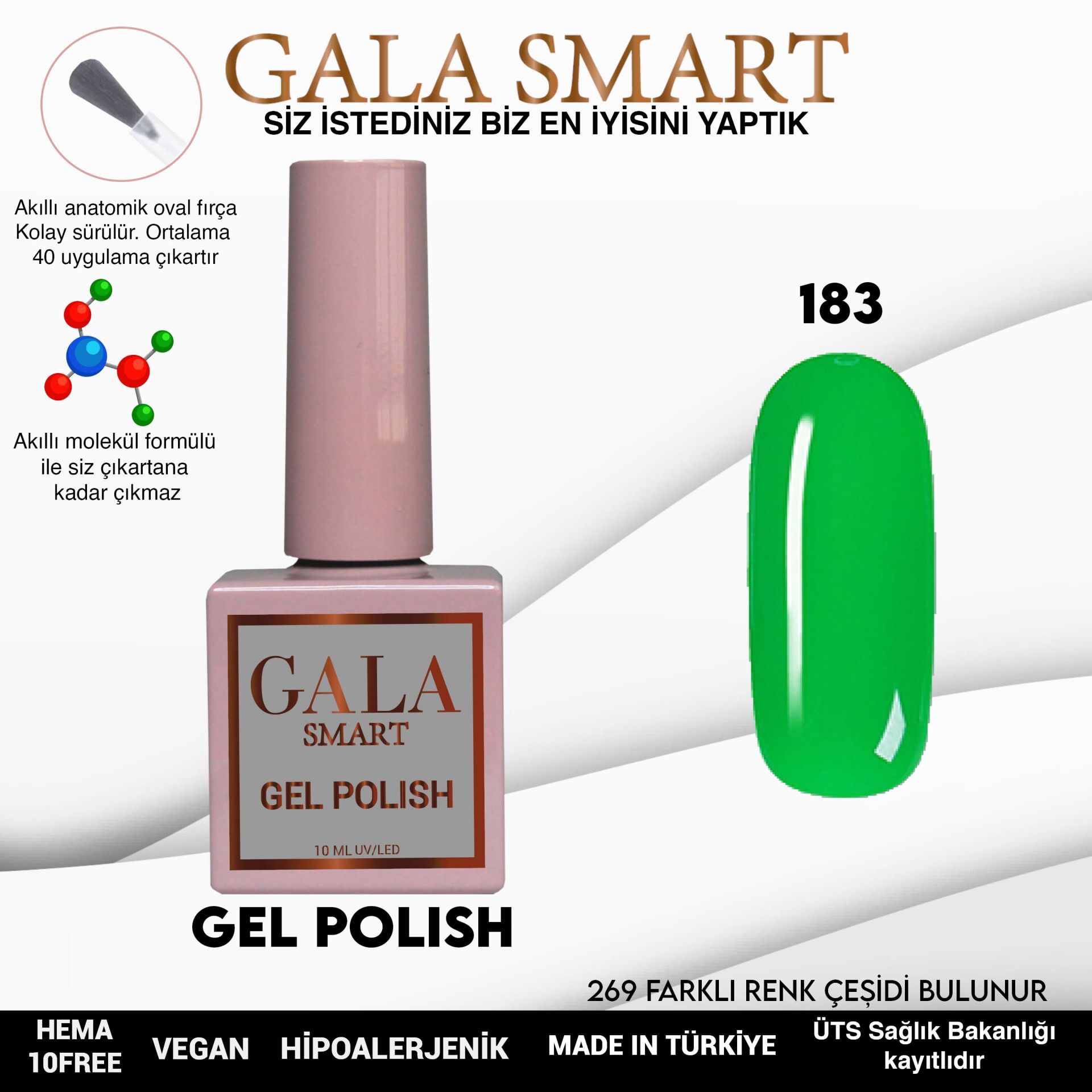 Gala smart classic kalıcı oje 10 mle no:183