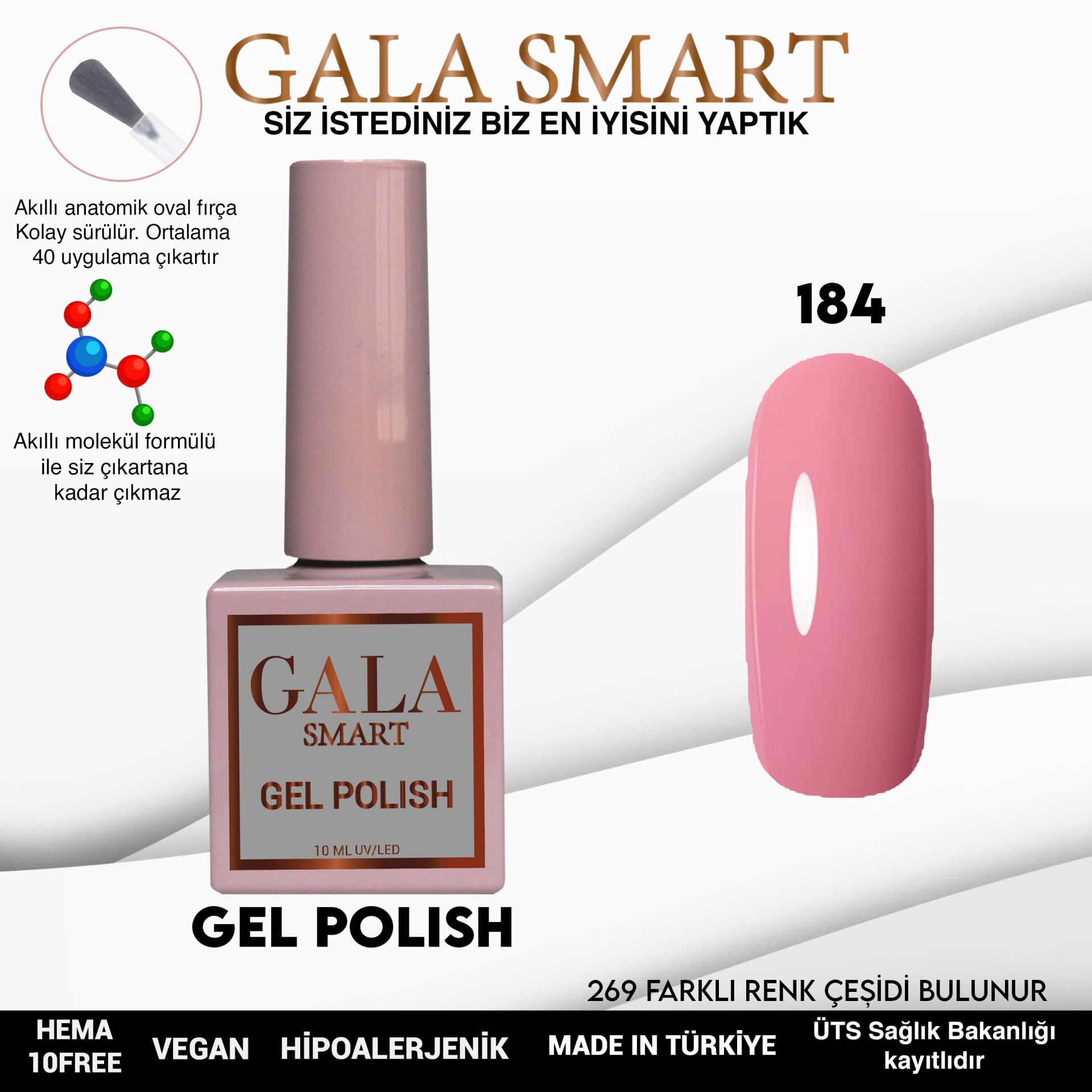 Gala smart classic kalıcı oje 10 mle no:184